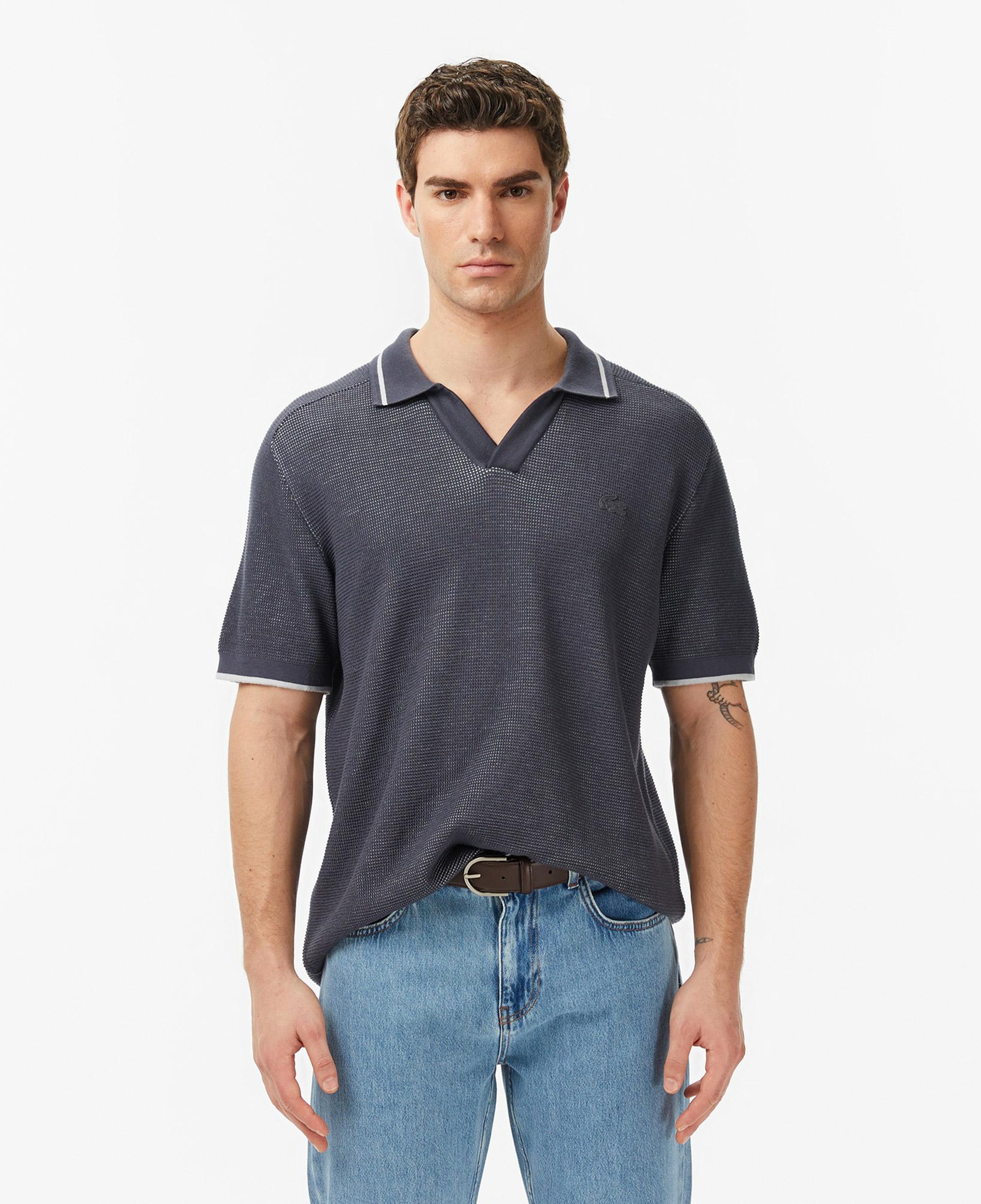 Erkek Classic Fit Kısa Kollu Polo Yaka Koyu Gri Triko