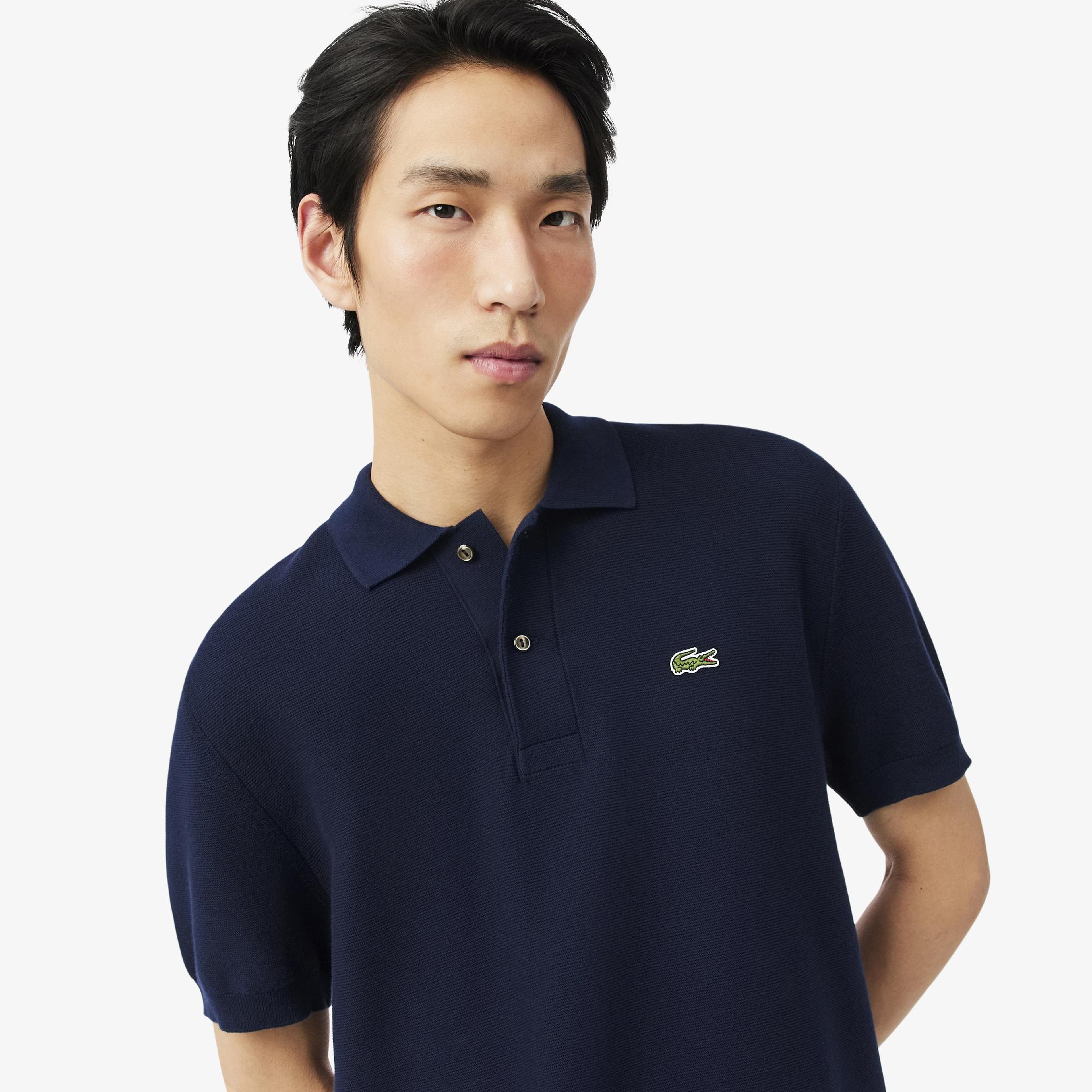 Erkek Classic Fit Kısa Kollu Polo Yaka Lacivert Triko