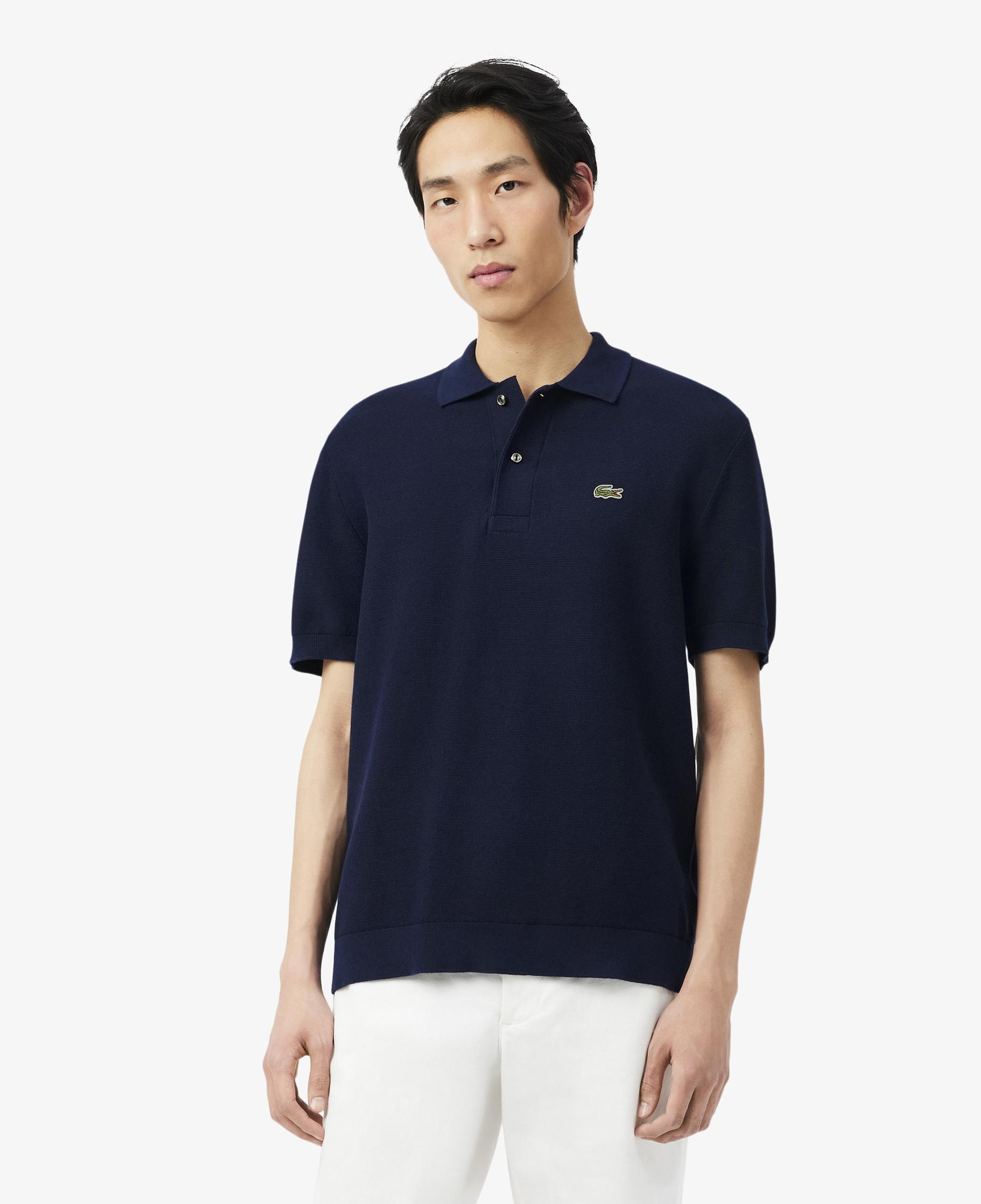 Erkek Classic Fit Kısa Kollu Polo Yaka Lacivert Triko