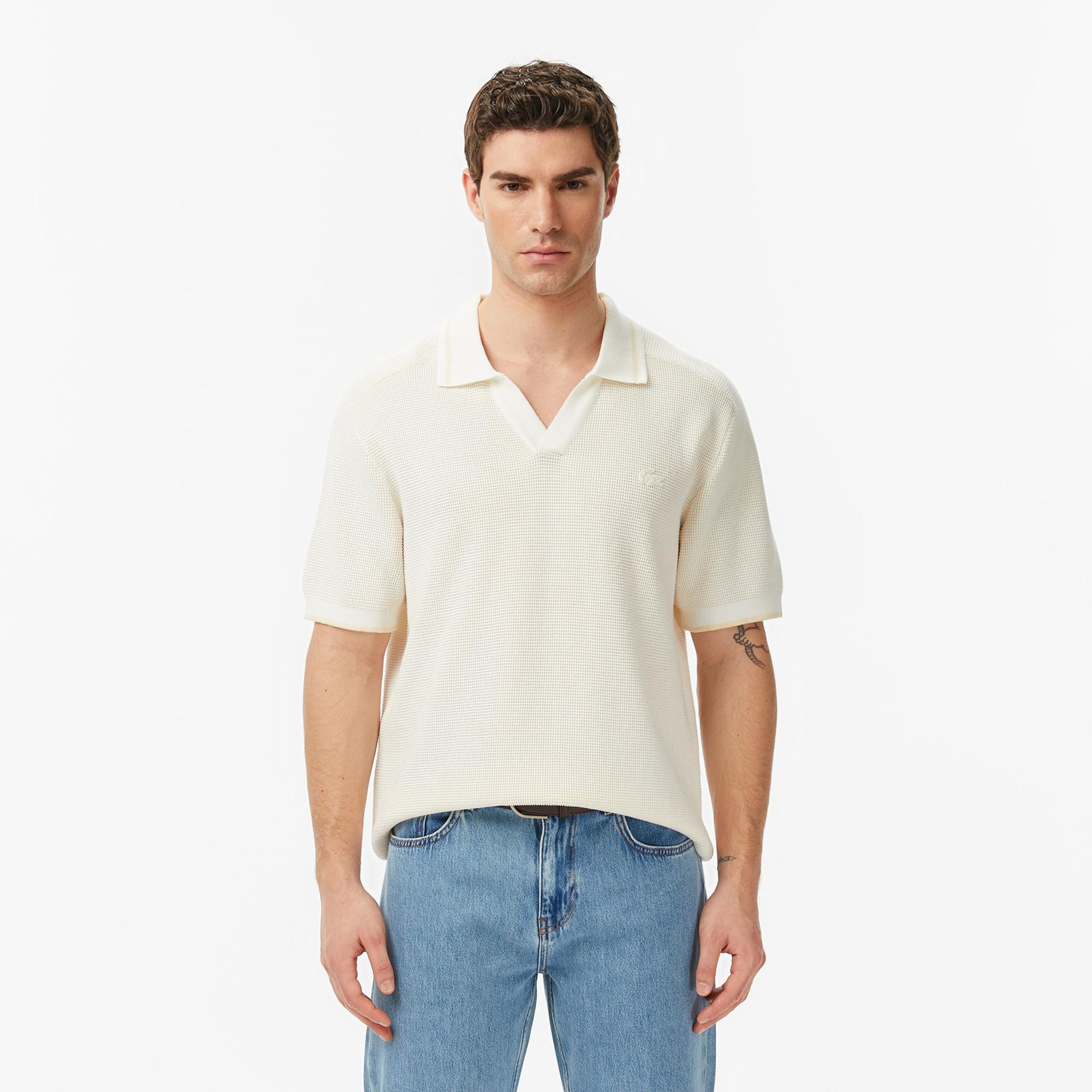 Erkek Classic Fit Kısa Kollu Polo Yaka Bej Triko