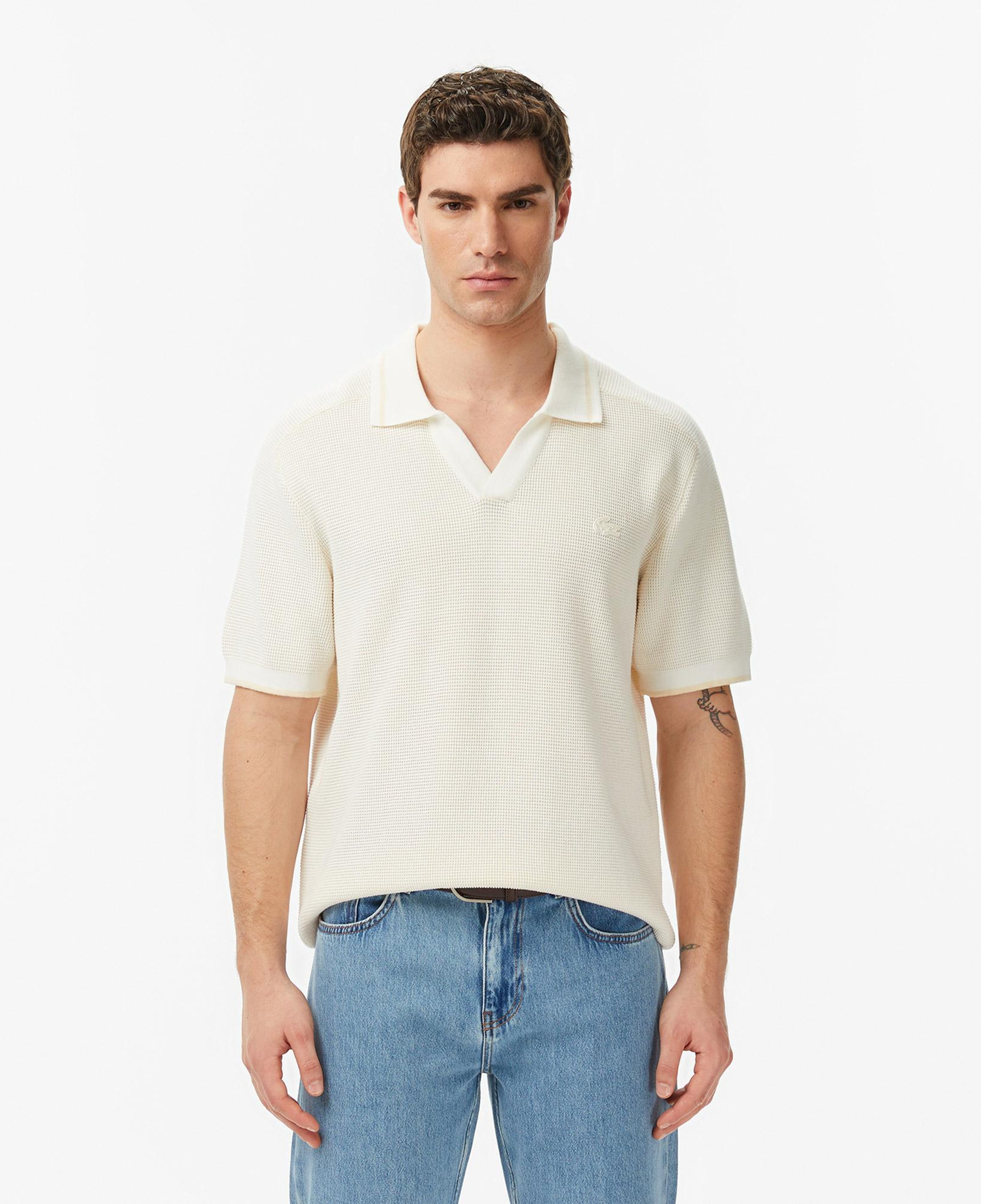 Erkek Classic Fit Kısa Kollu Polo Yaka Bej Triko