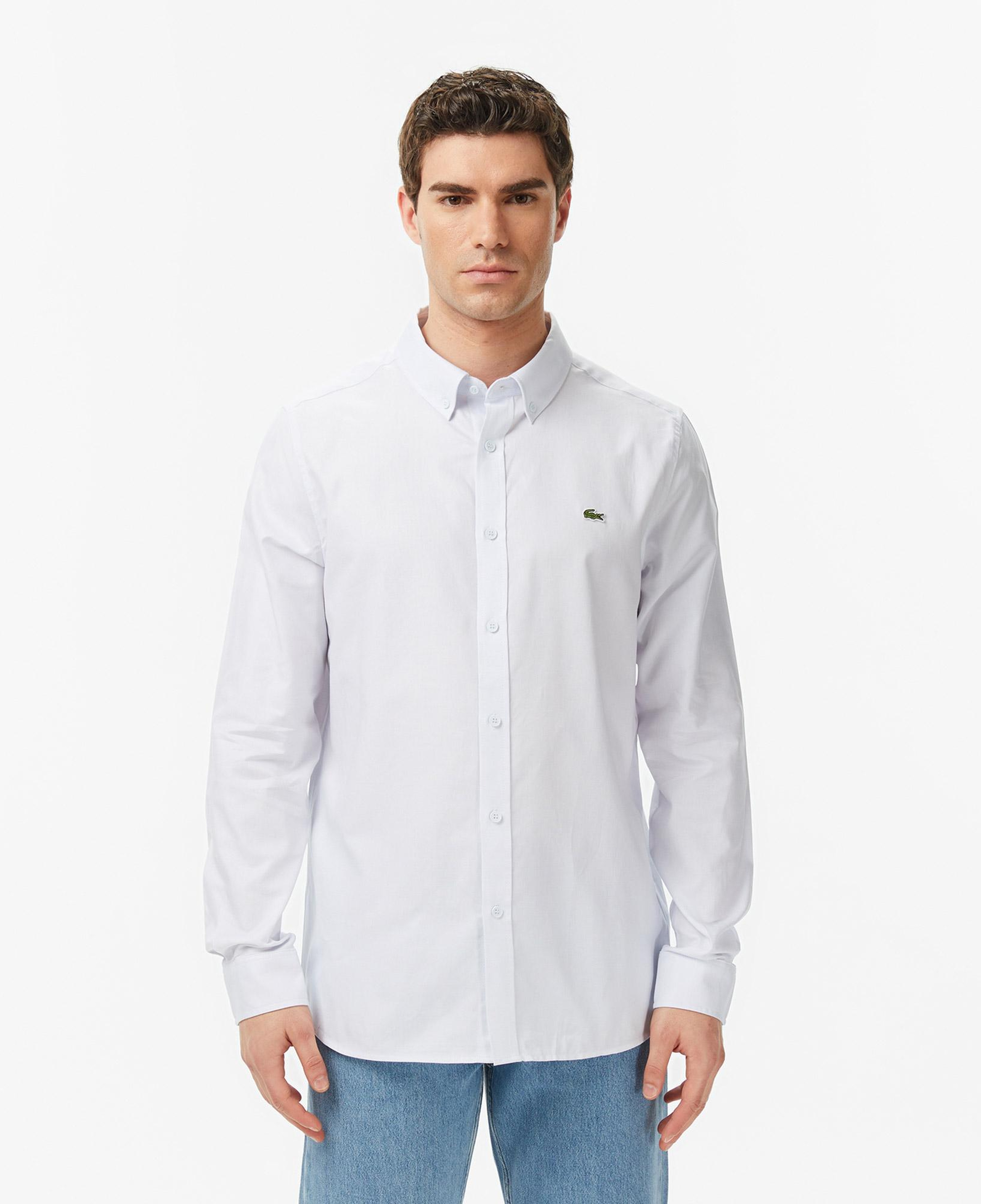 Erkek Slim Fit Düğmeli Yaka Açık Mavi Gömlek