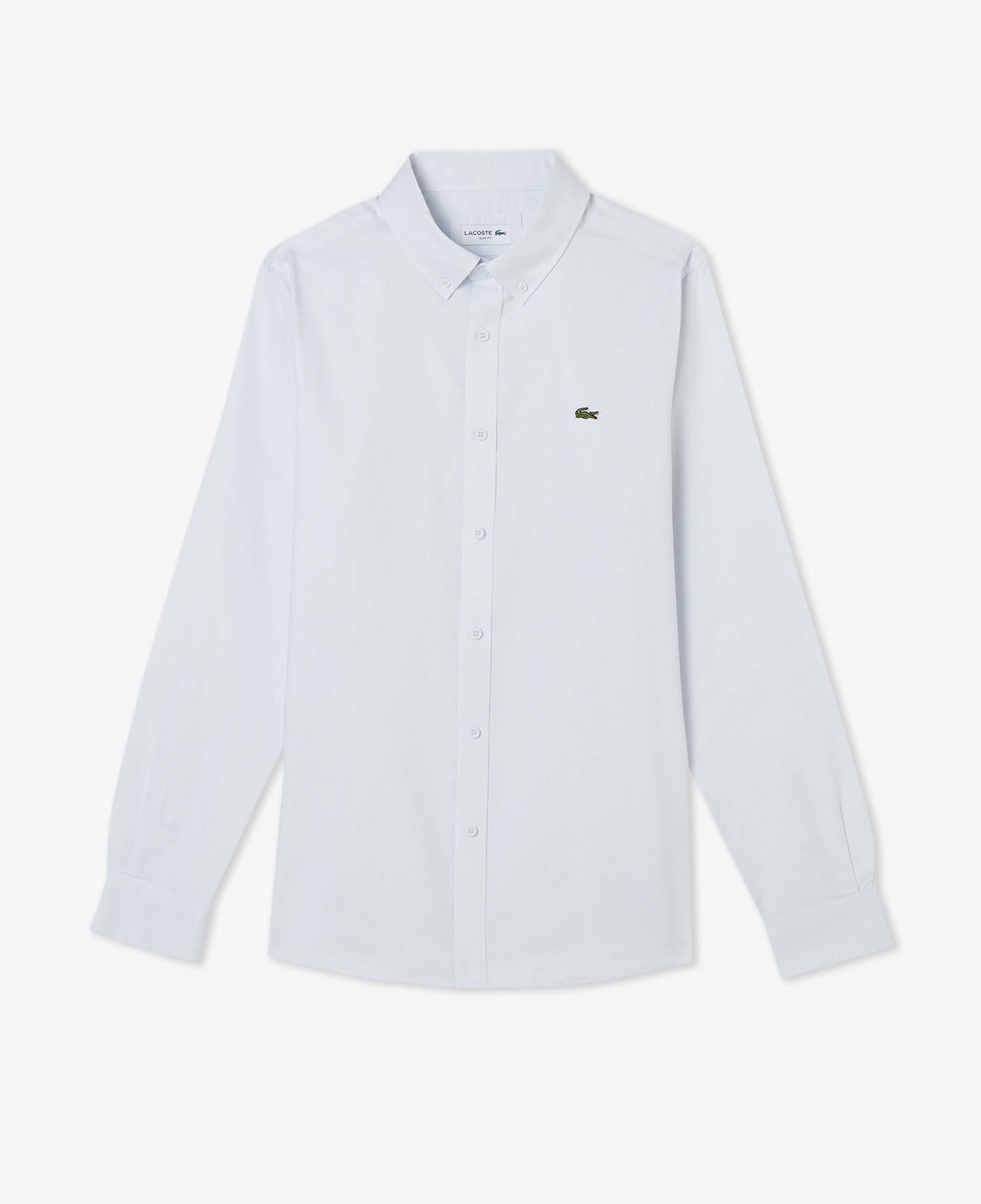 Erkek Slim Fit Düğmeli Yaka Açık Mavi Gömlek