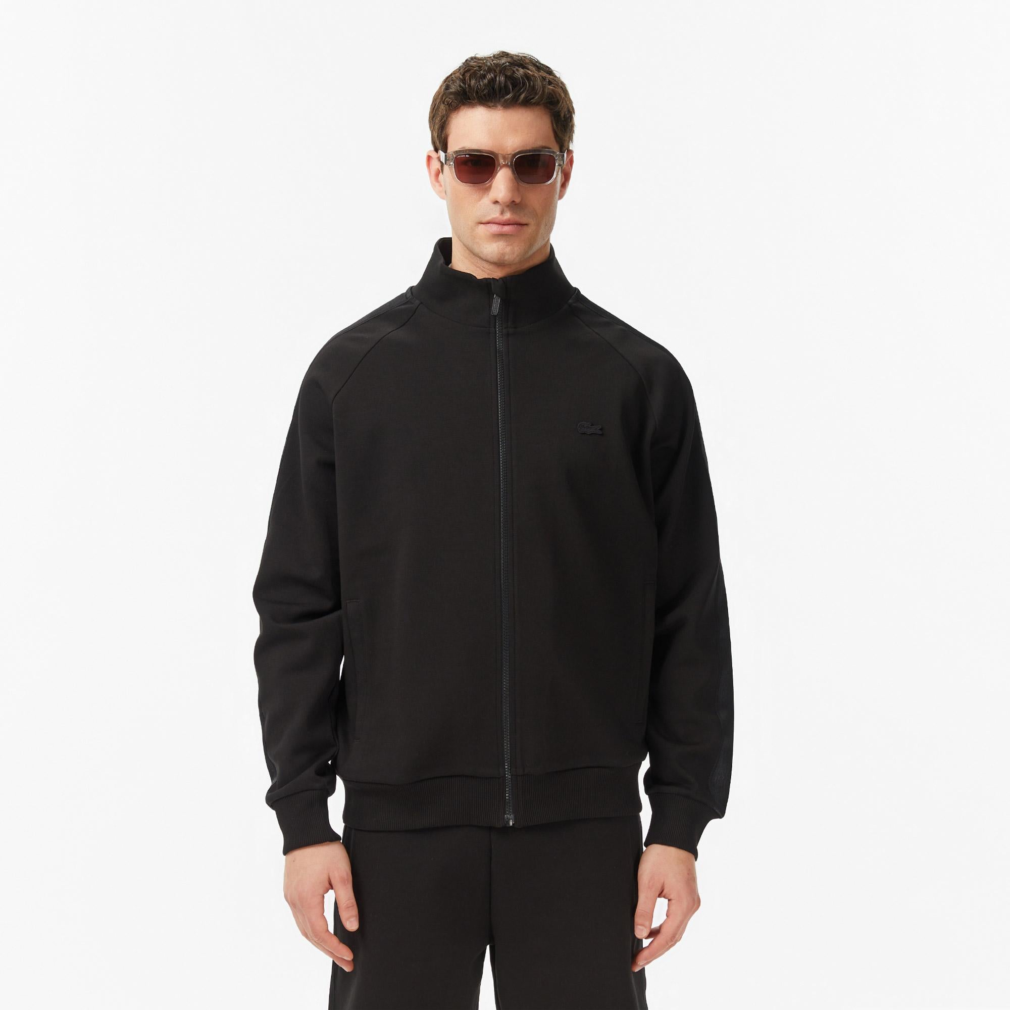 Erkek Classic Fit Dik Yaka Siyah Sweatshirt