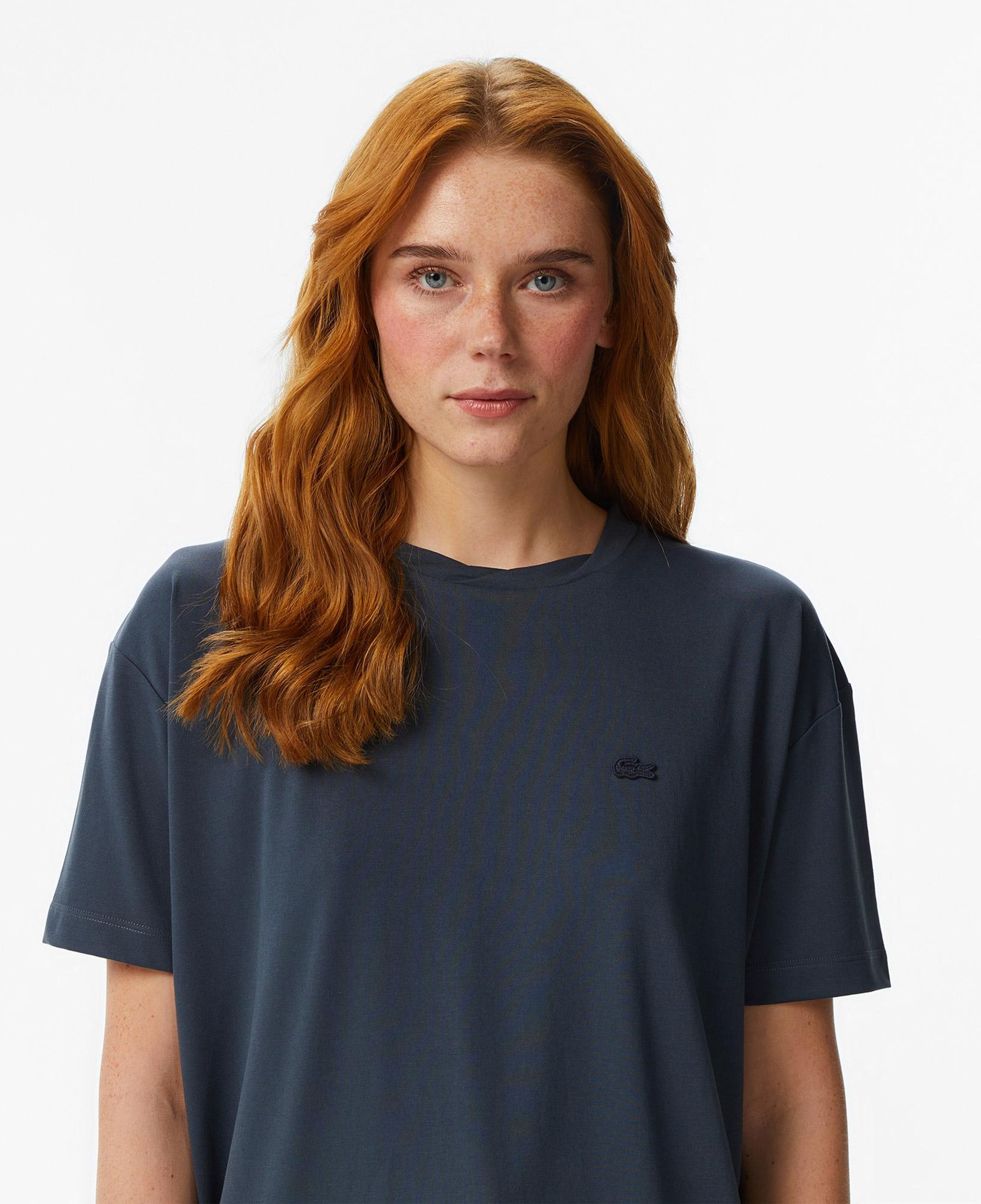 Kadın Relaxed Fit Bisiklet Yaka Koyu Gri T-Shirt