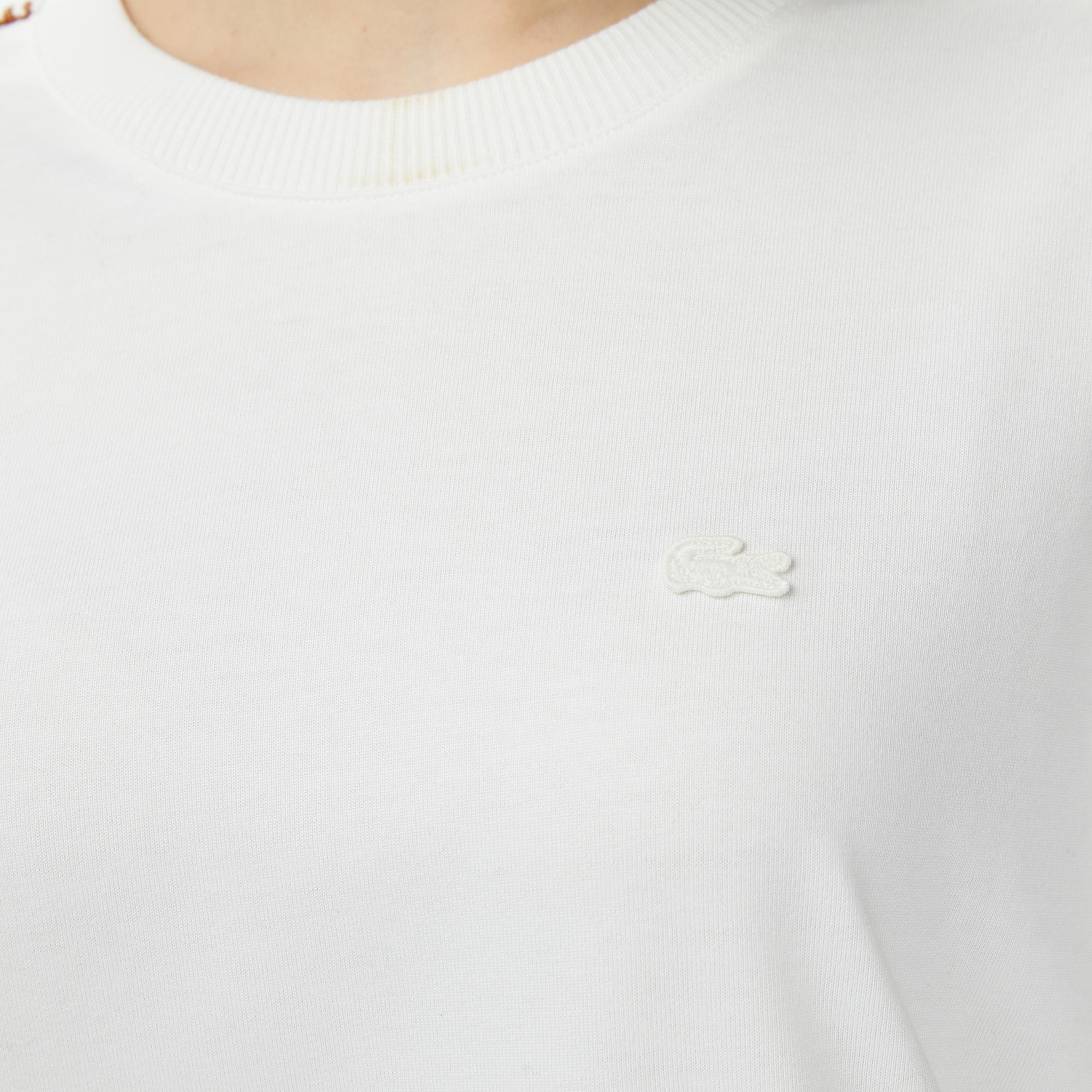 Kadın Loose Fit Bisiklet Yaka Krem T-Shirt