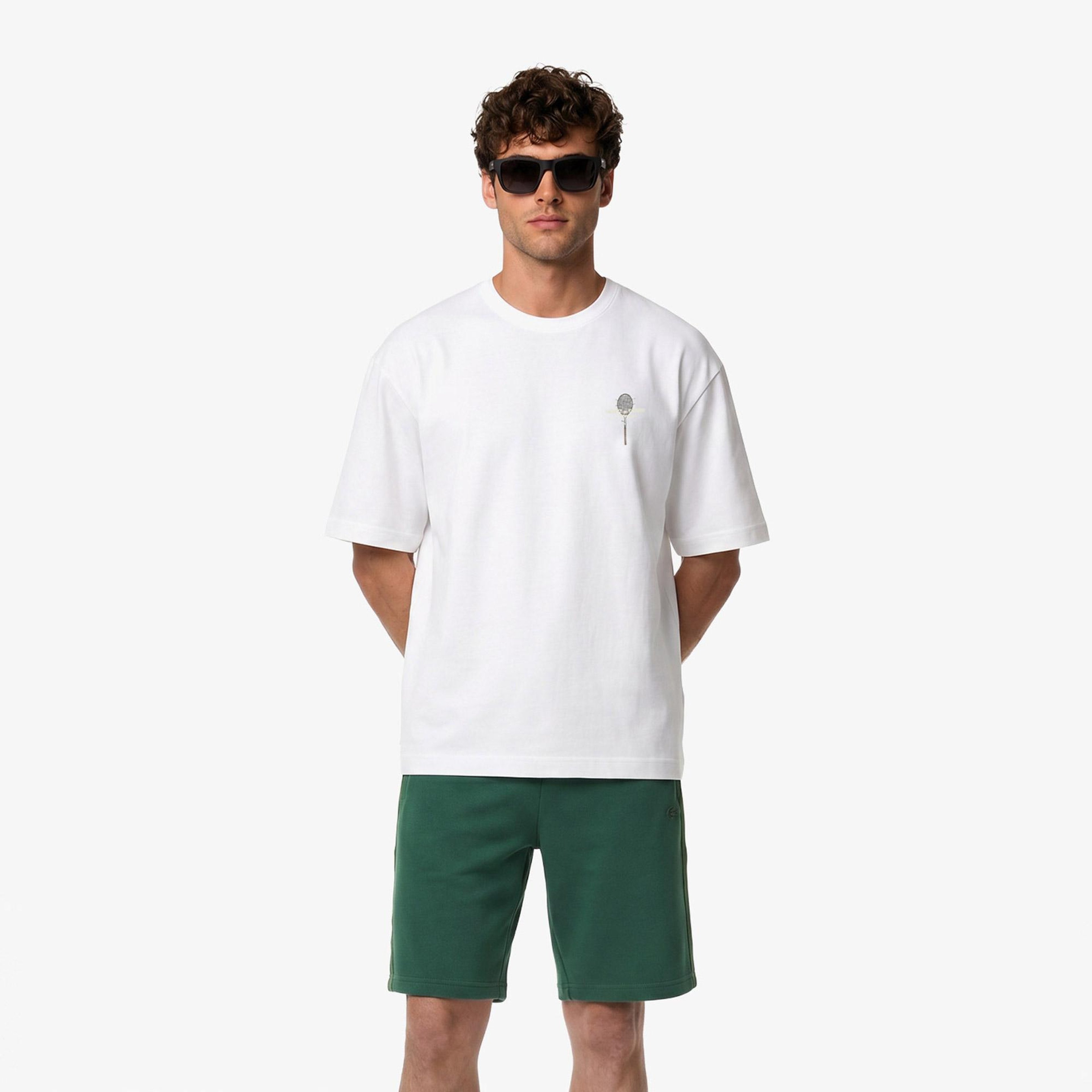 Erkek Loose Fit Bisiklet Yaka Beyaz T-Shirt