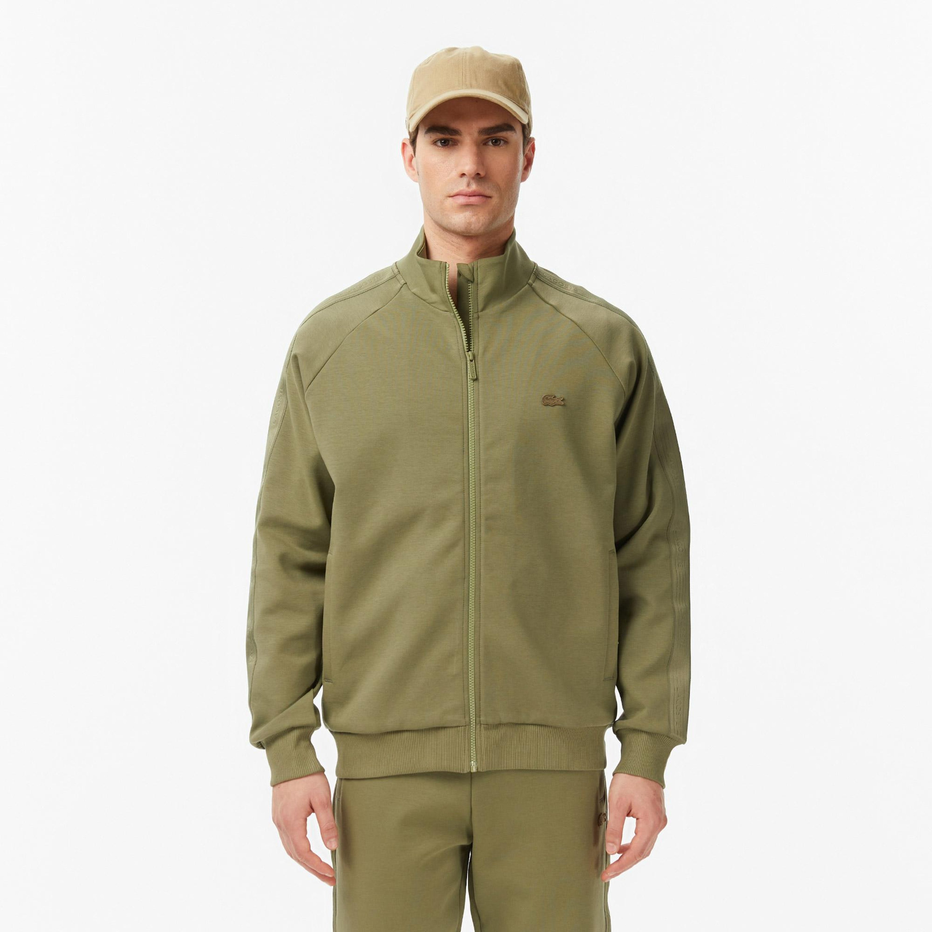 Erkek Classic Fit Dik Yaka Haki Sweatshirt