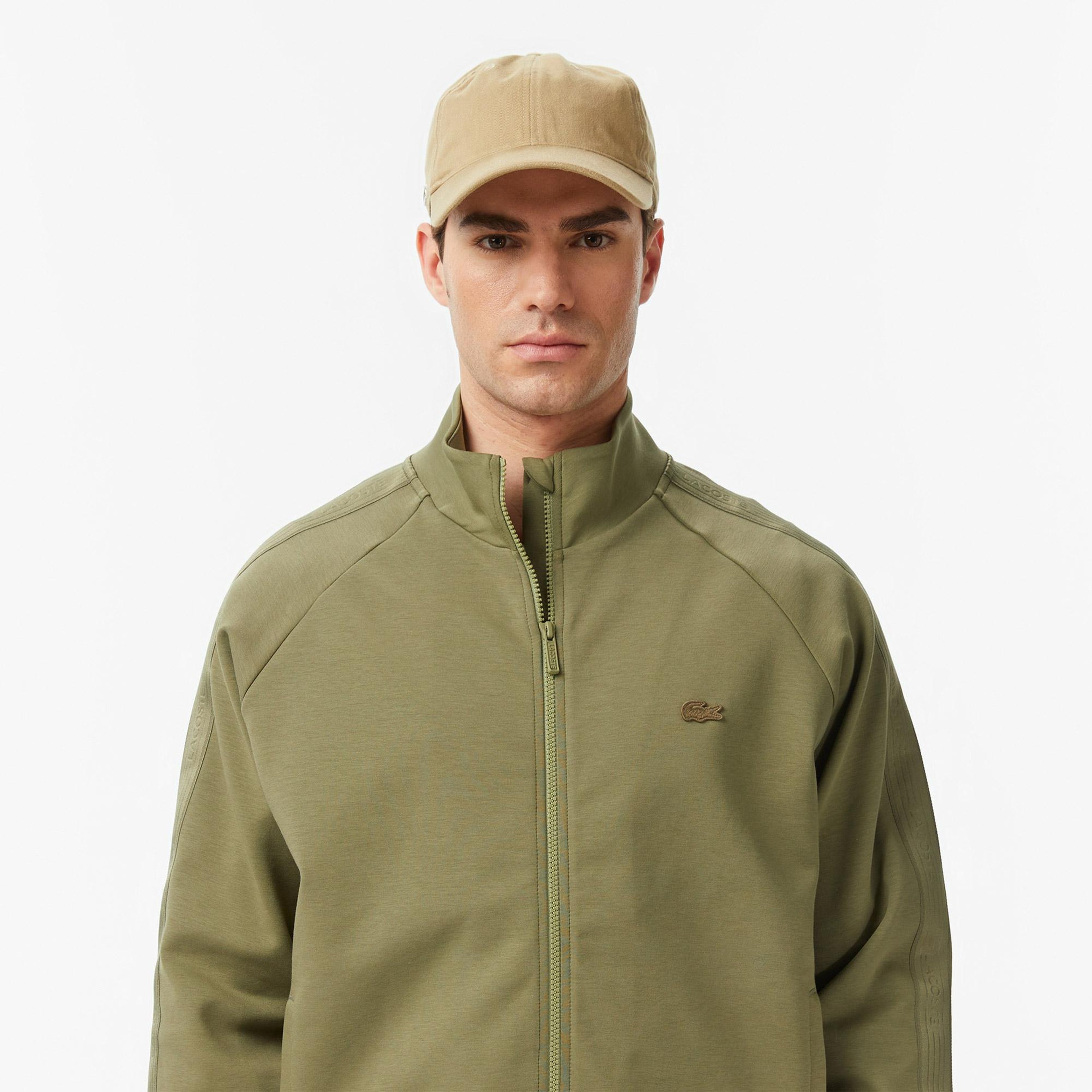 Erkek Classic Fit Dik Yaka Haki Sweatshirt