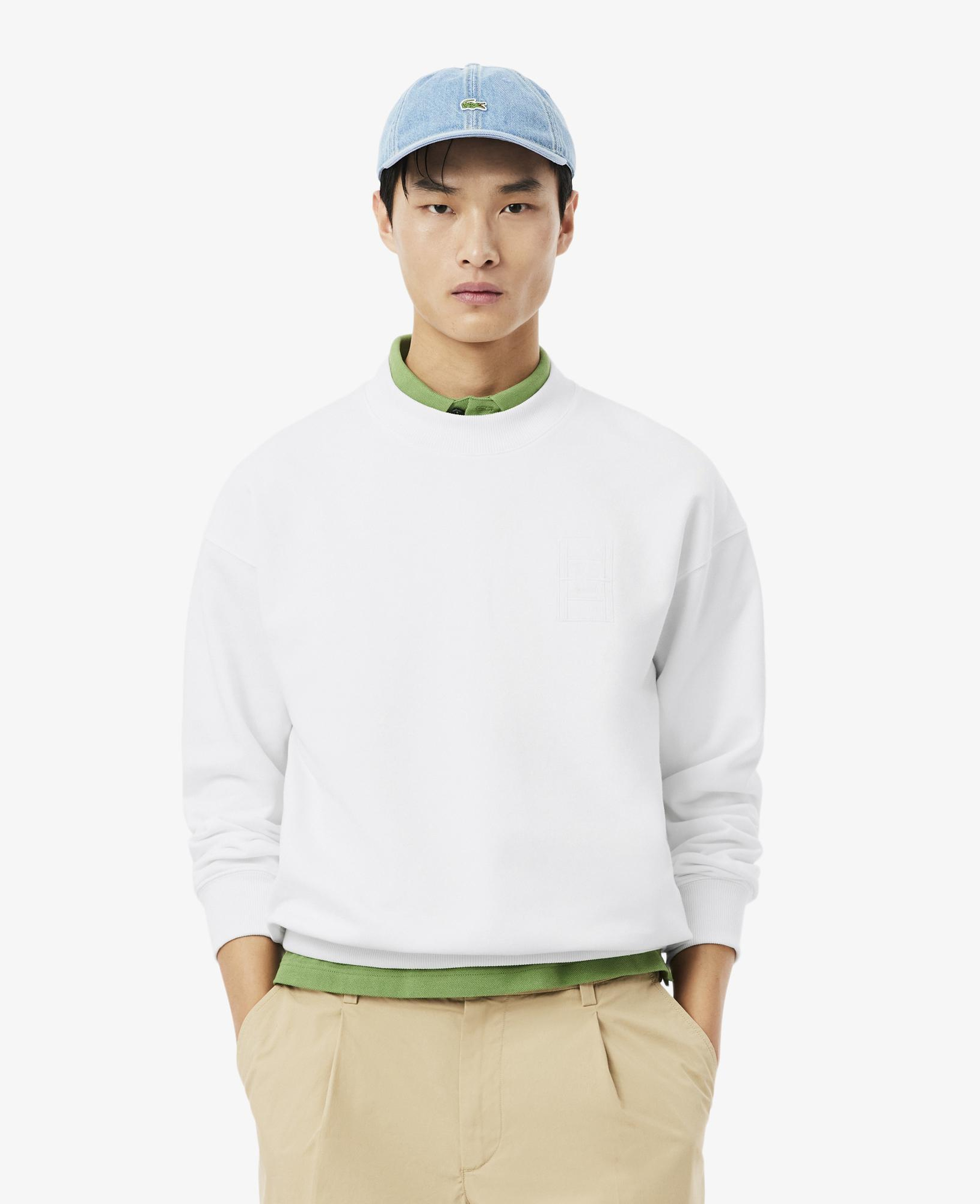 Erkek Loose Fit Bisiklet Yaka Beyaz Sweatshirt
