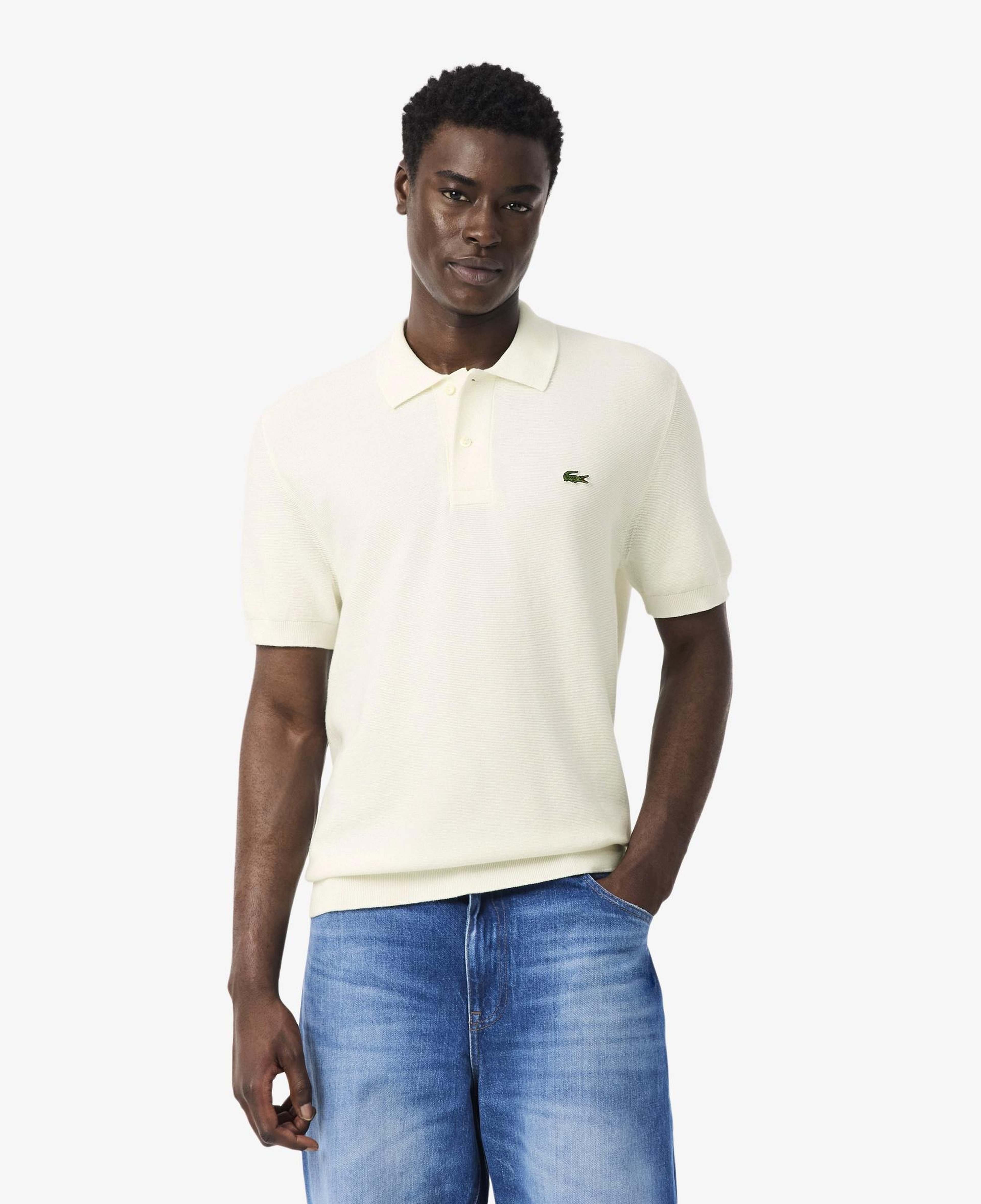 Erkek Classic Fit Kısa Kollu Polo Yaka Krem Triko
