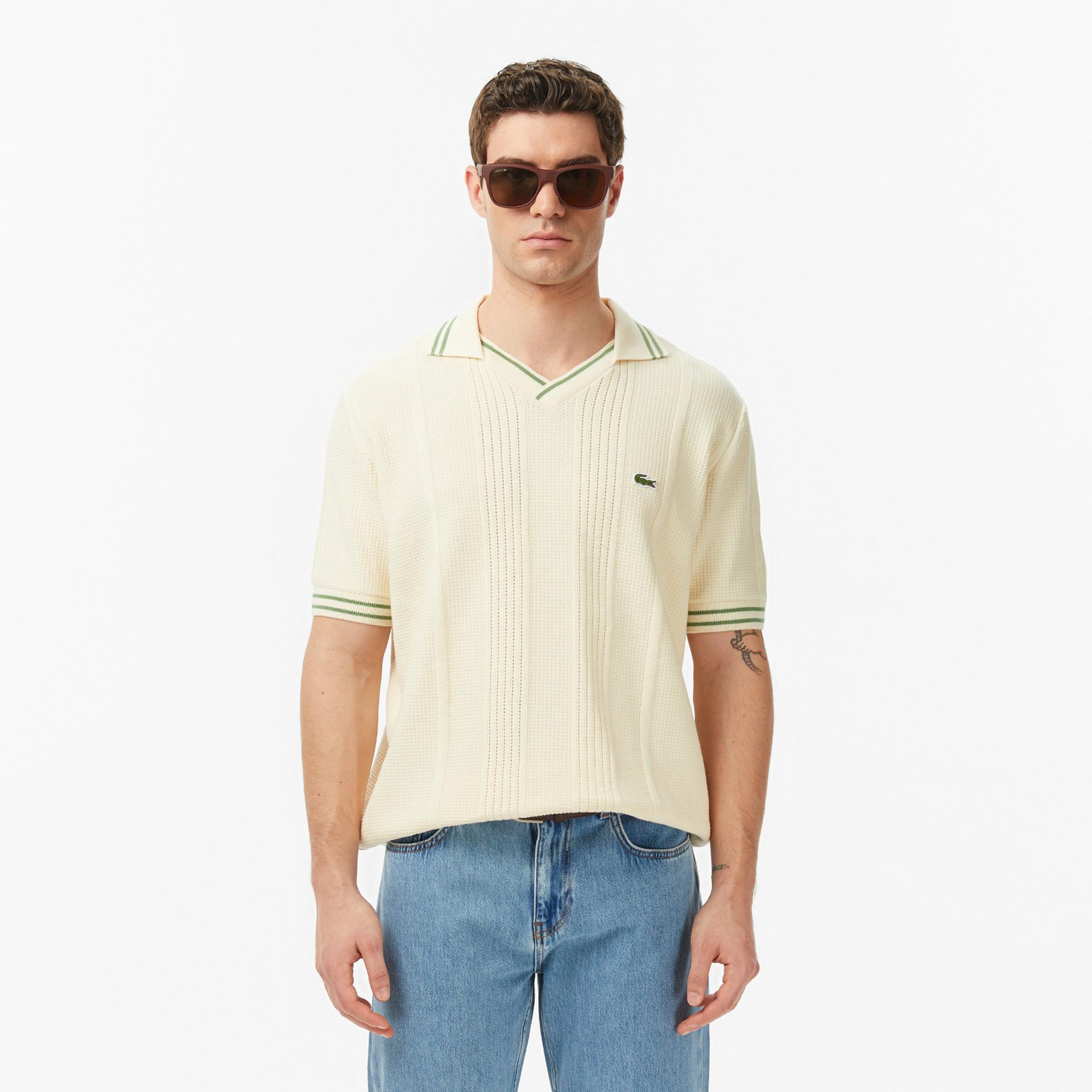 Erkek Classic Fit Kısa Kollu Polo Yaka Bej Triko