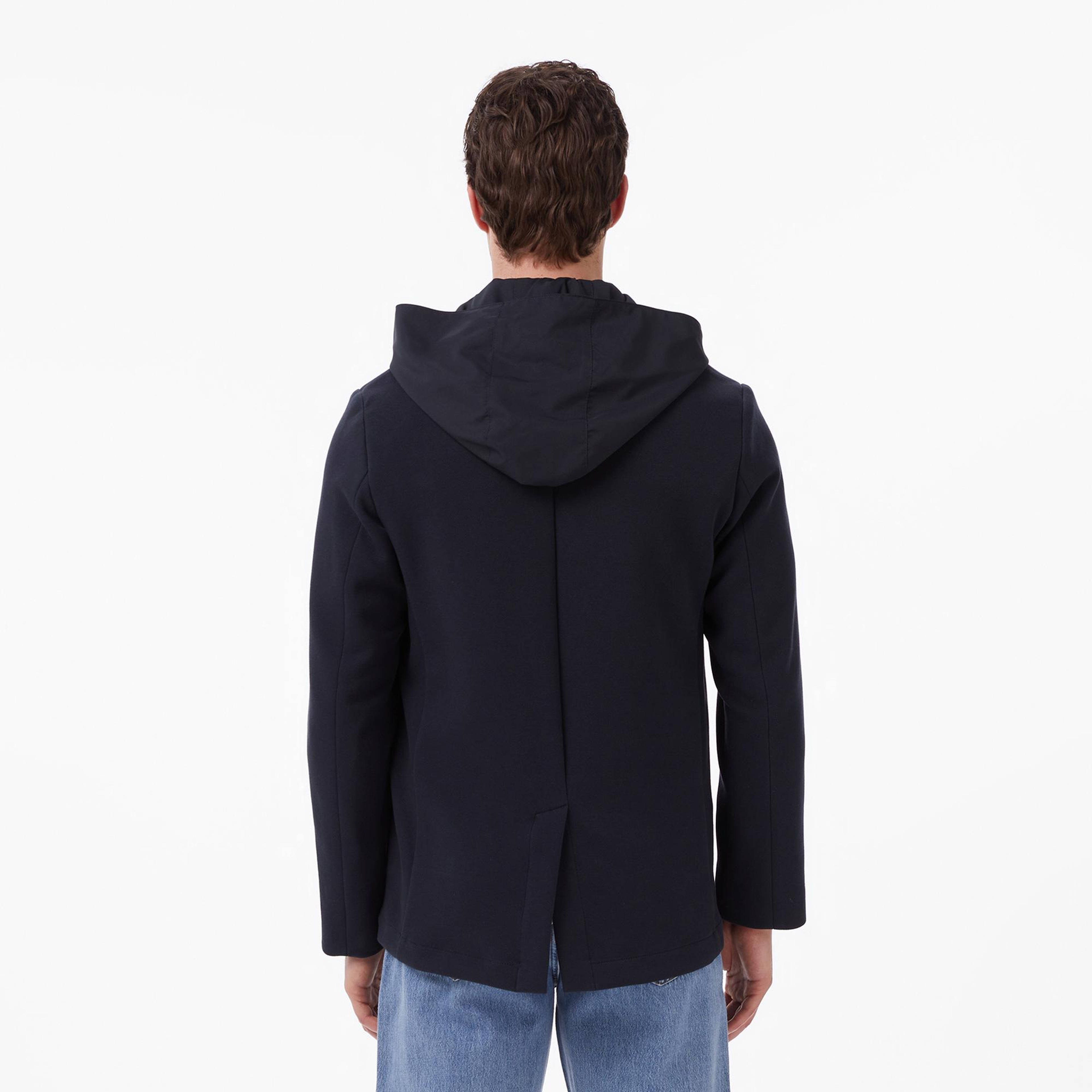 Erkek Kapüşonlu Koyu Gri Blazer