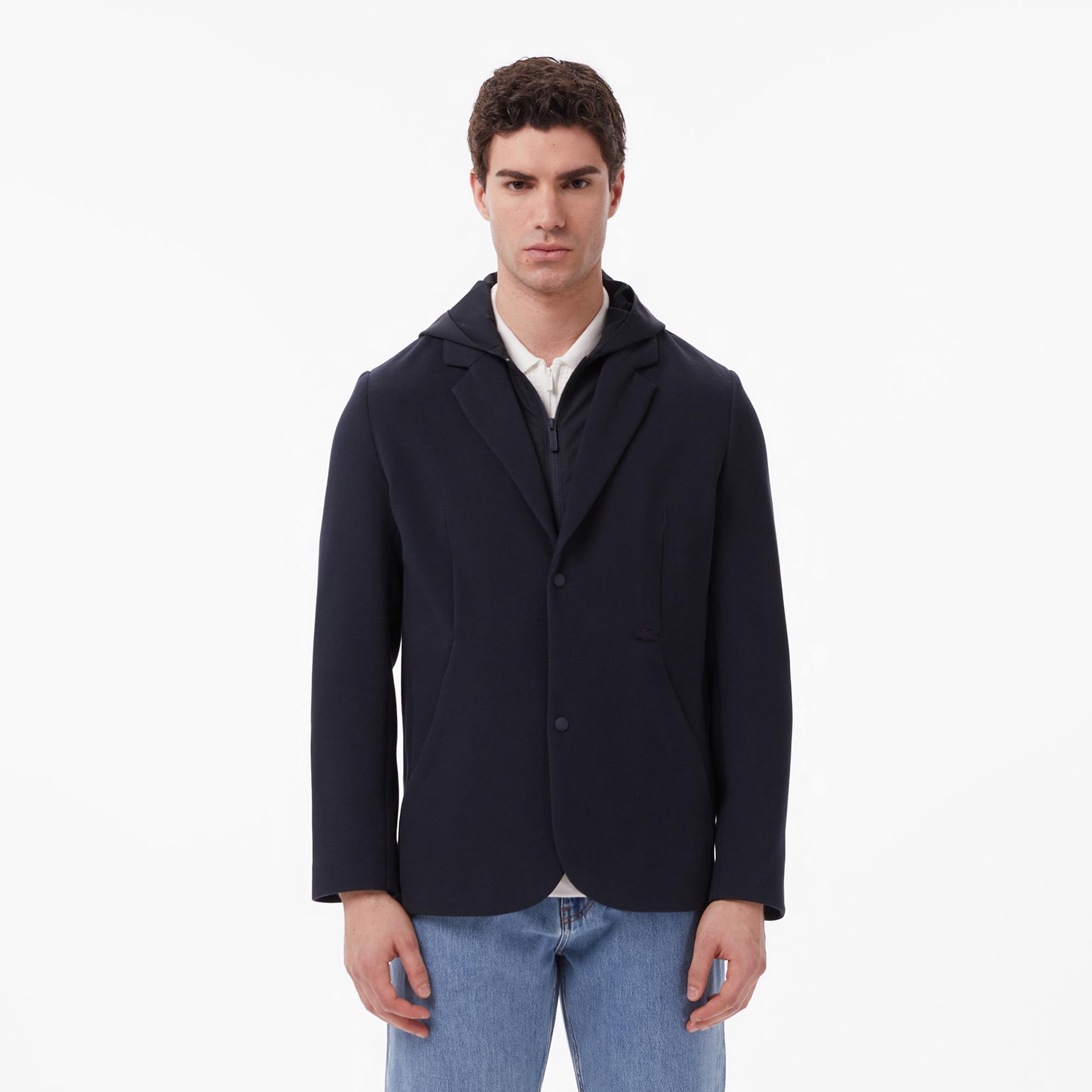 Erkek Kapüşonlu Koyu Gri Blazer