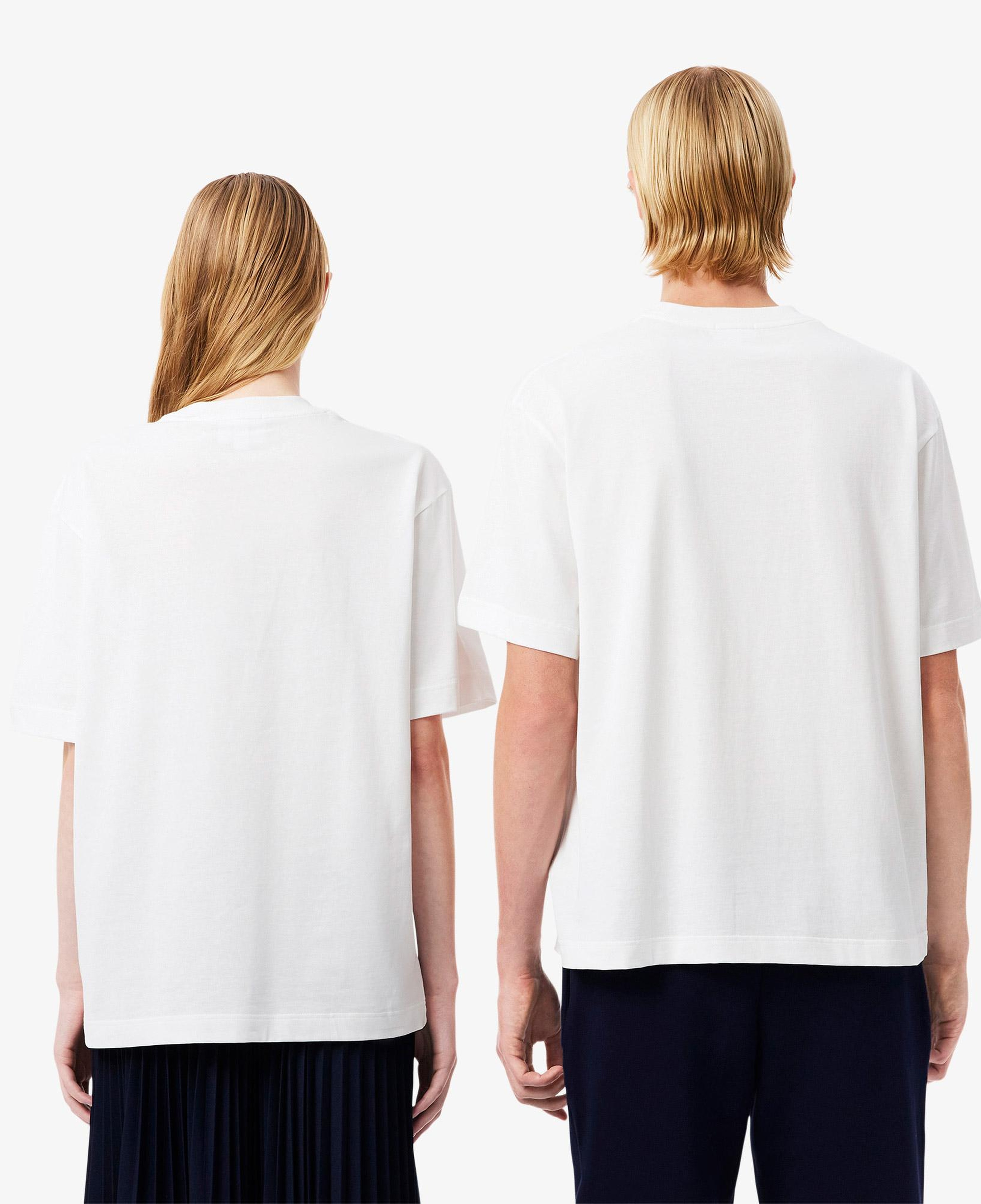 Unisex Loose Fit Bisiklet Yaka Beyaz T-Shirt