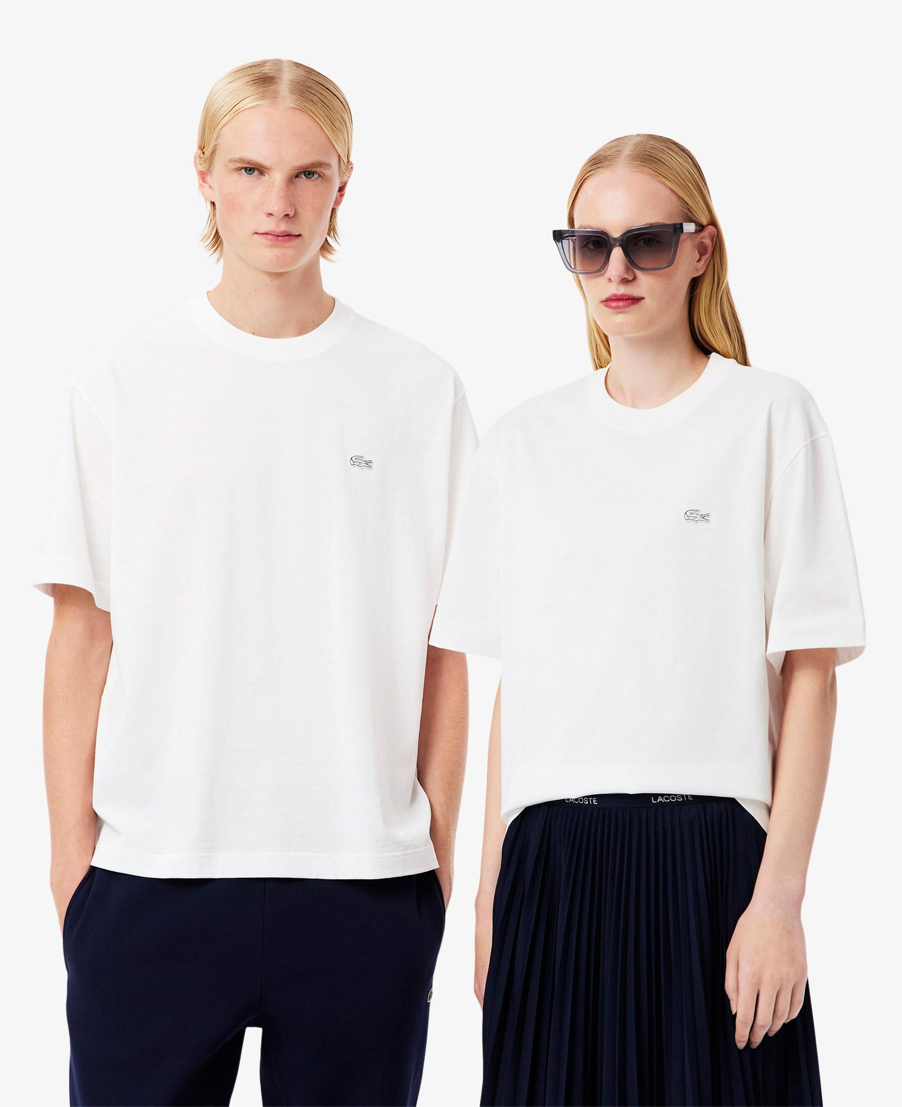 Unisex Loose Fit Bisiklet Yaka Beyaz T-Shirt
