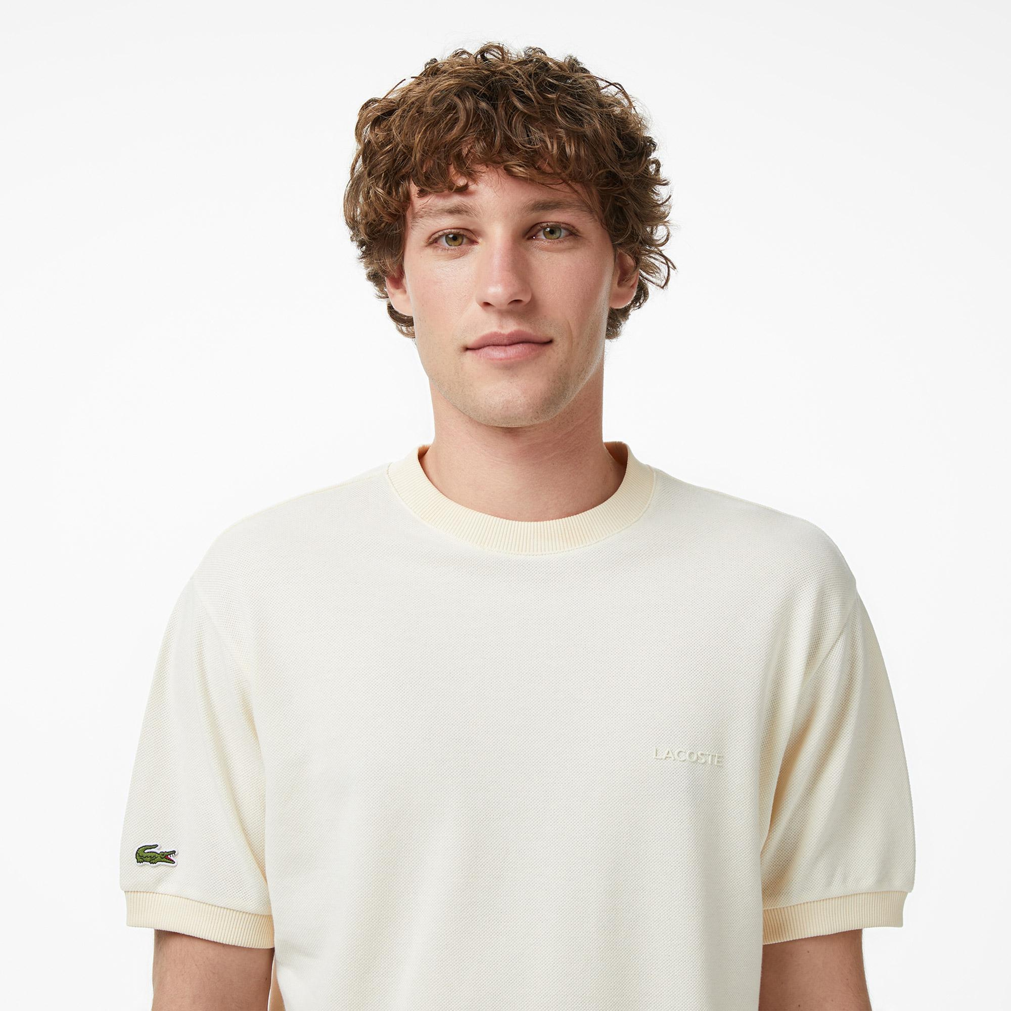Erkek Relaxed Fit Bisiklet Yaka Bej T-Shirt