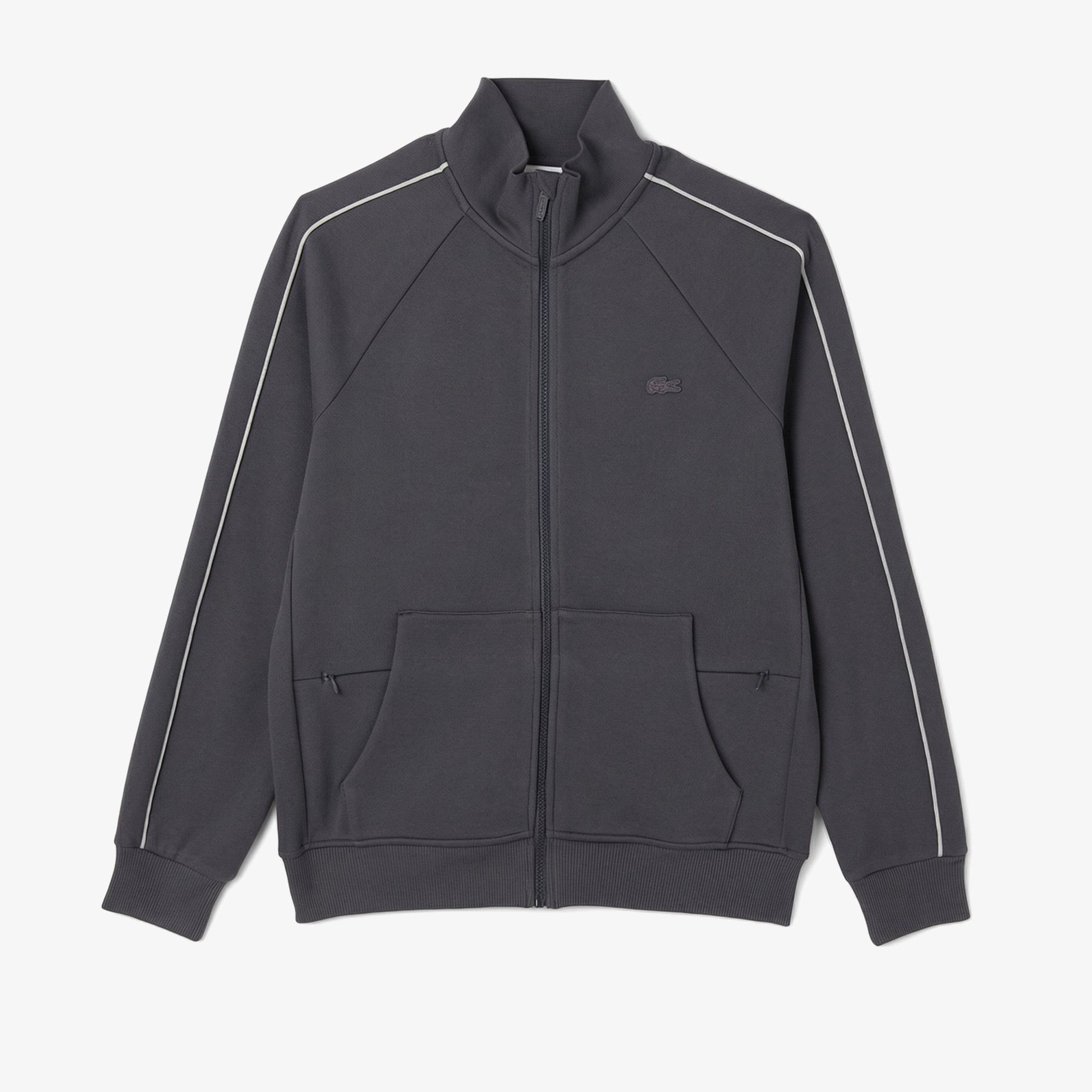 Erkek Regular Fit Fermuarlı Koyu Gri Sweatshirt