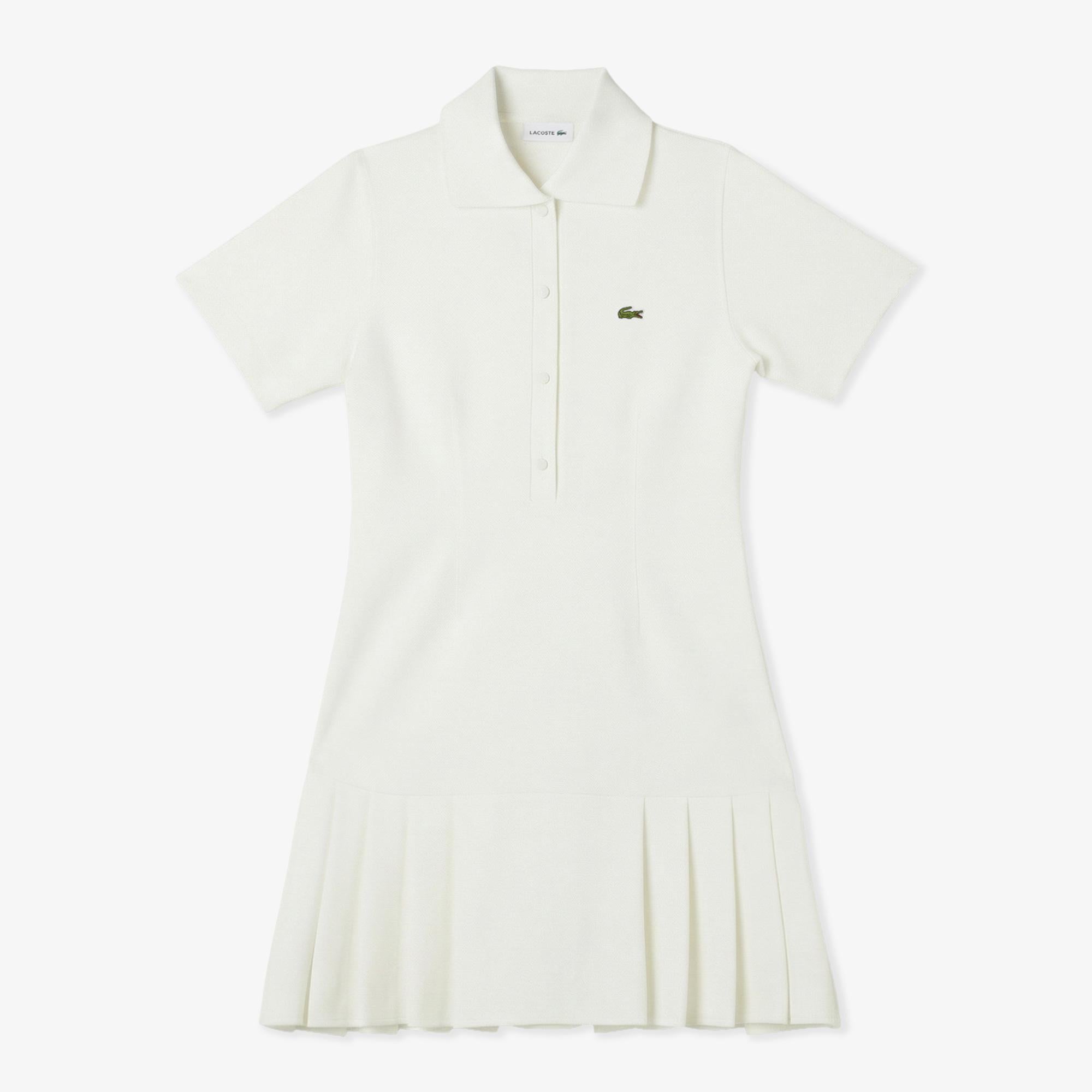 Kadın Classic Fit Kısa Kollu Polo Yaka Krem Elbise