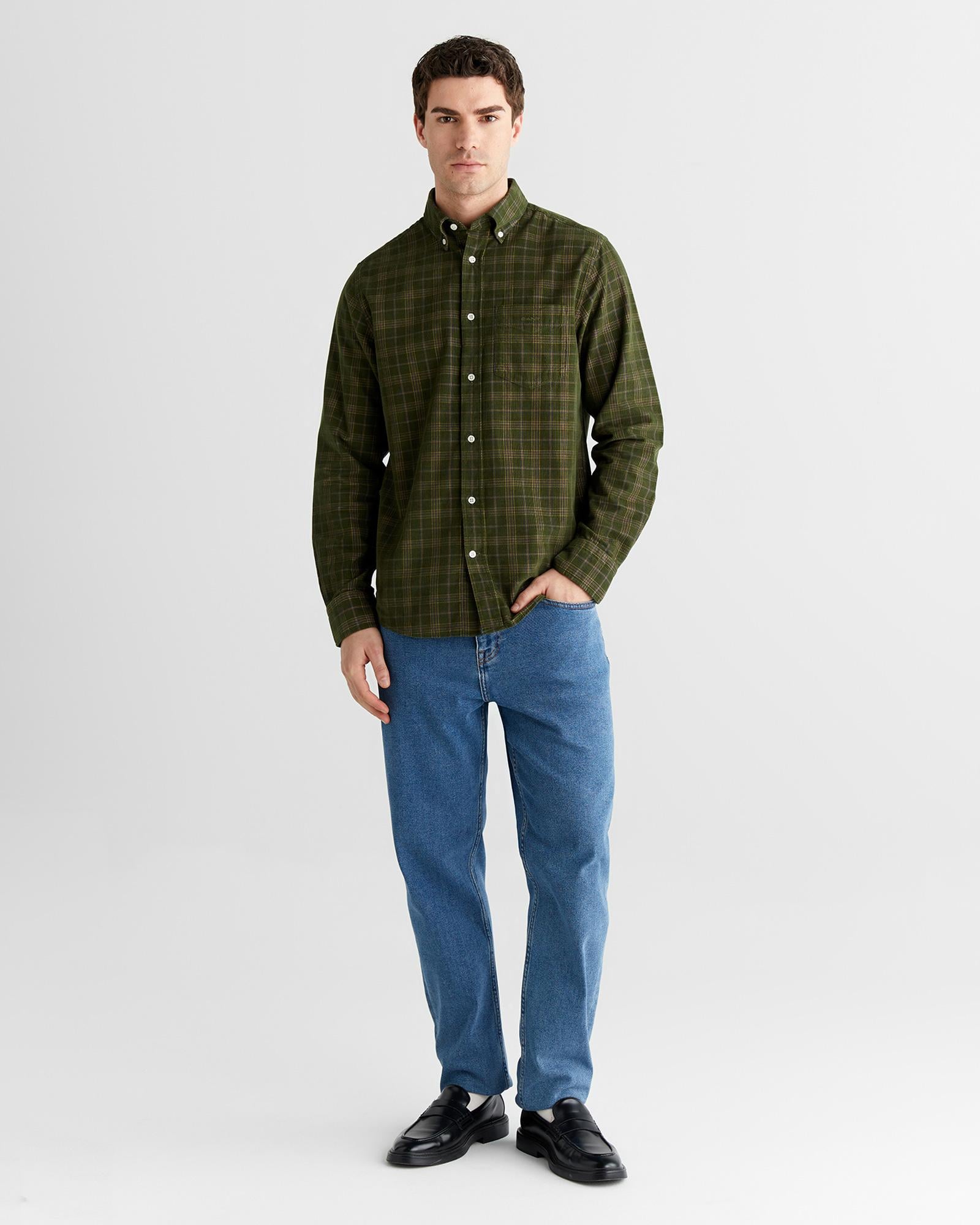 GANT Erkek Yeşil Regular Fit Düğmeli Gömlek