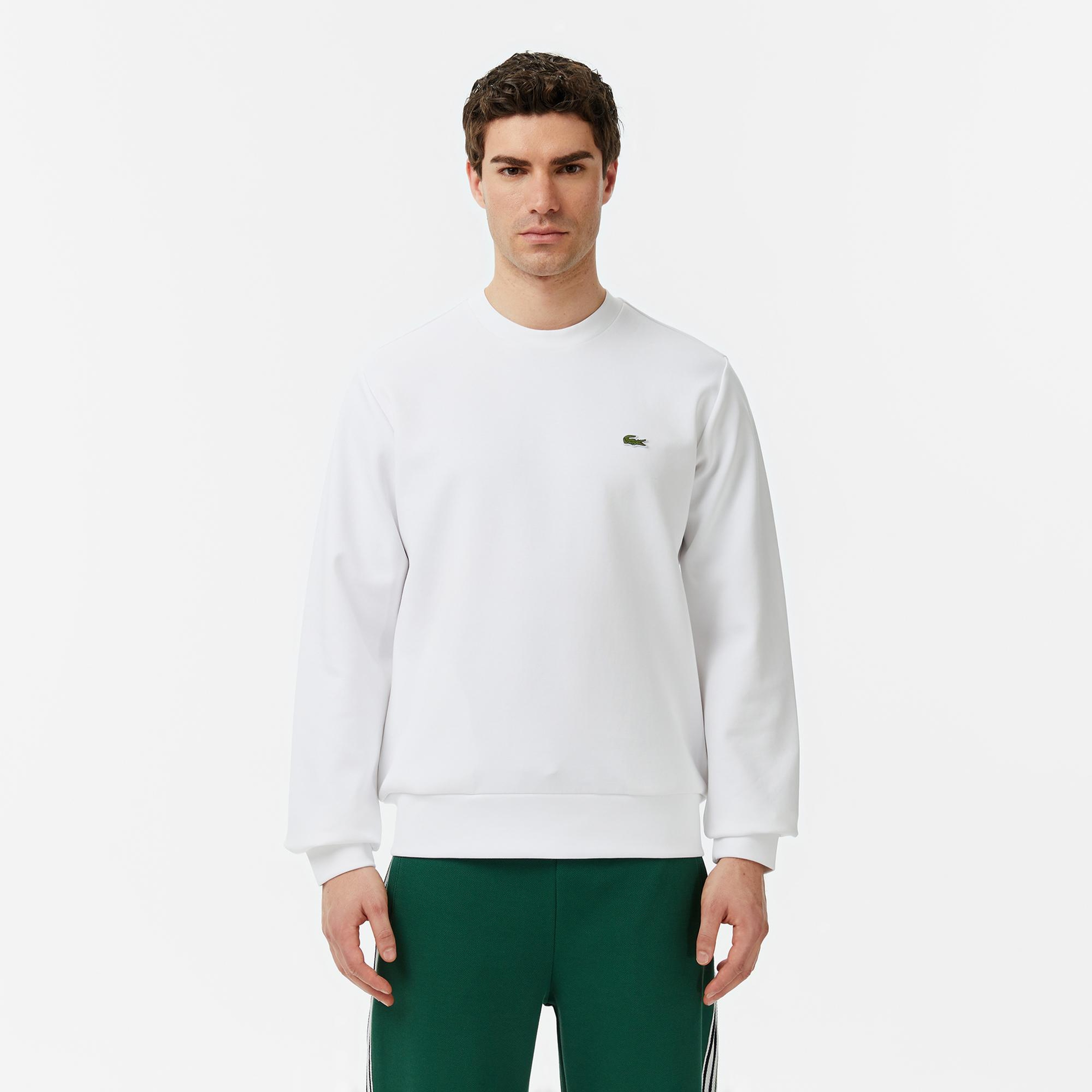 Erkek Classic Fit Bisiklet Yaka Beyaz Sweatshirt