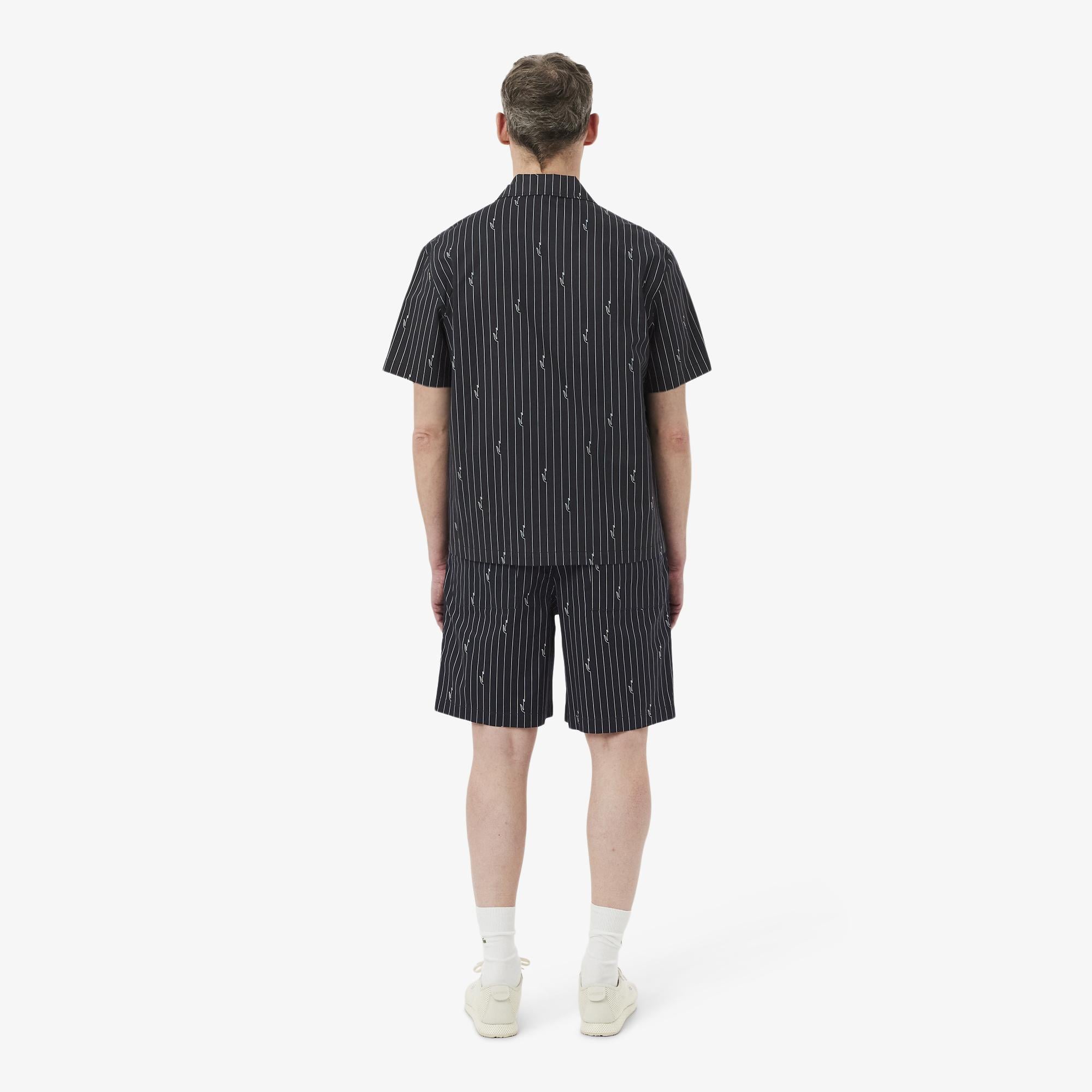 Erkek Relaxed Fit Çizgili Siyah Şort