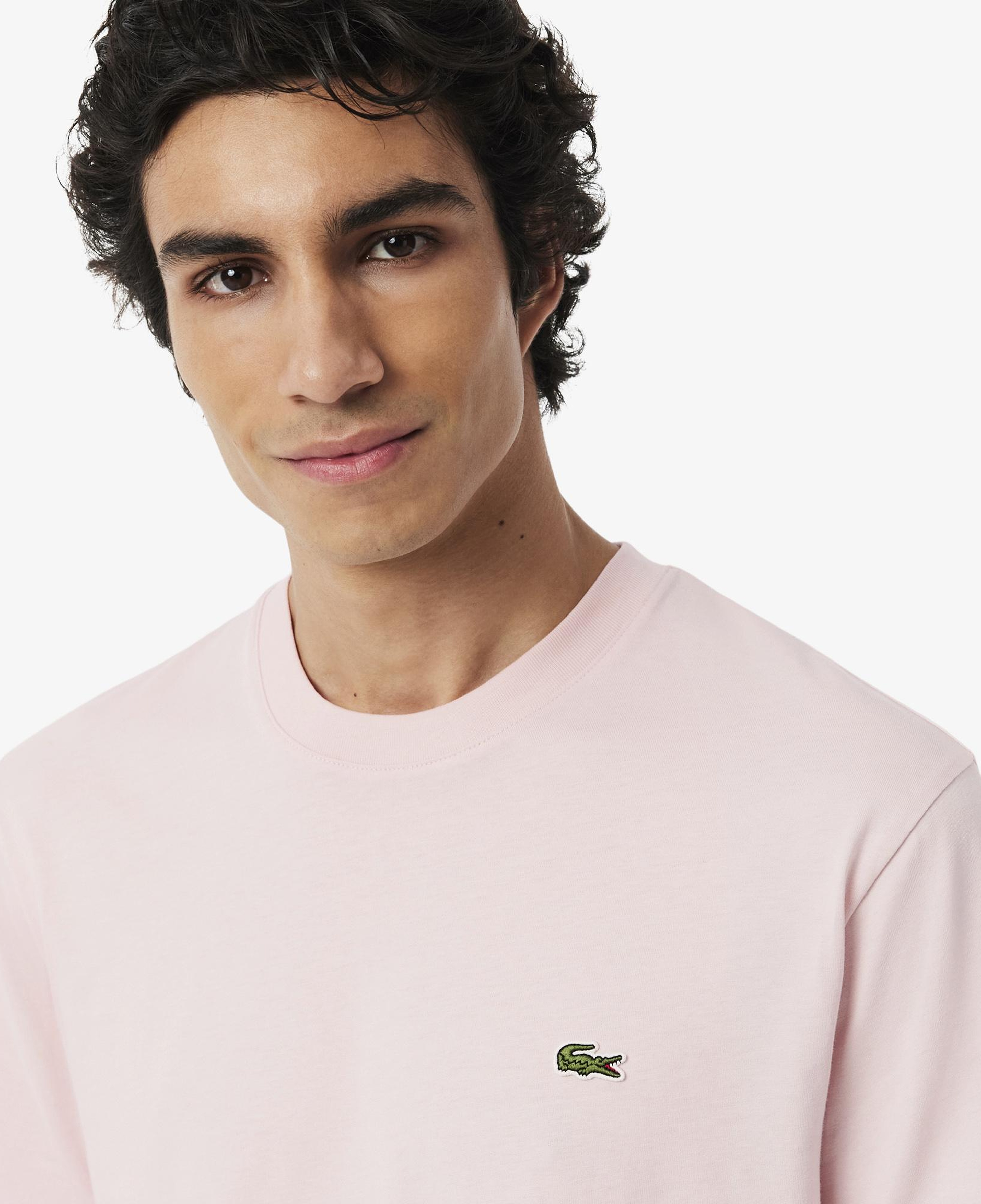 Erkek Classic Fit Bisiklet Yaka Pembe T-Shirt
