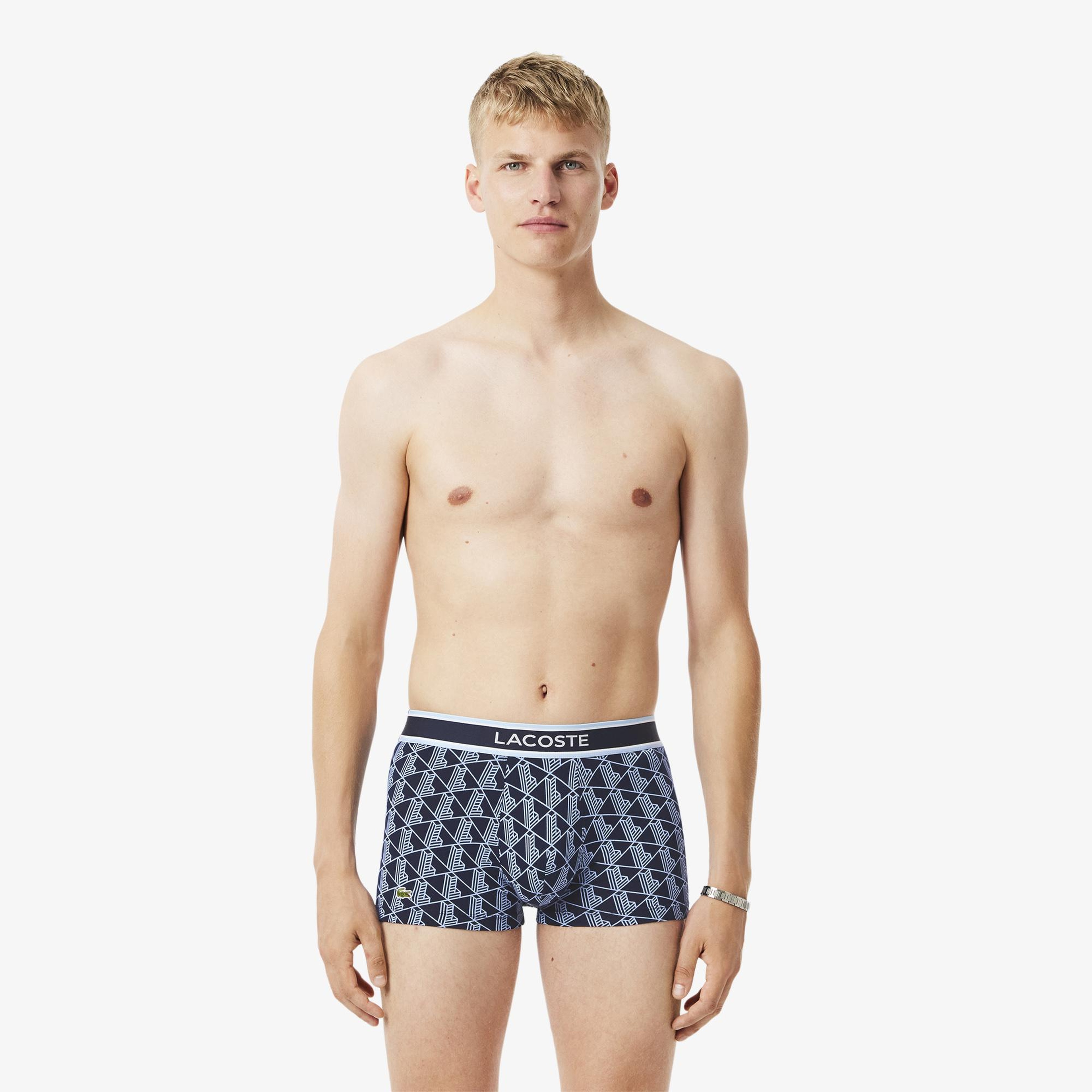 Erkek Monogram 3'lü Lacivert Boxer
