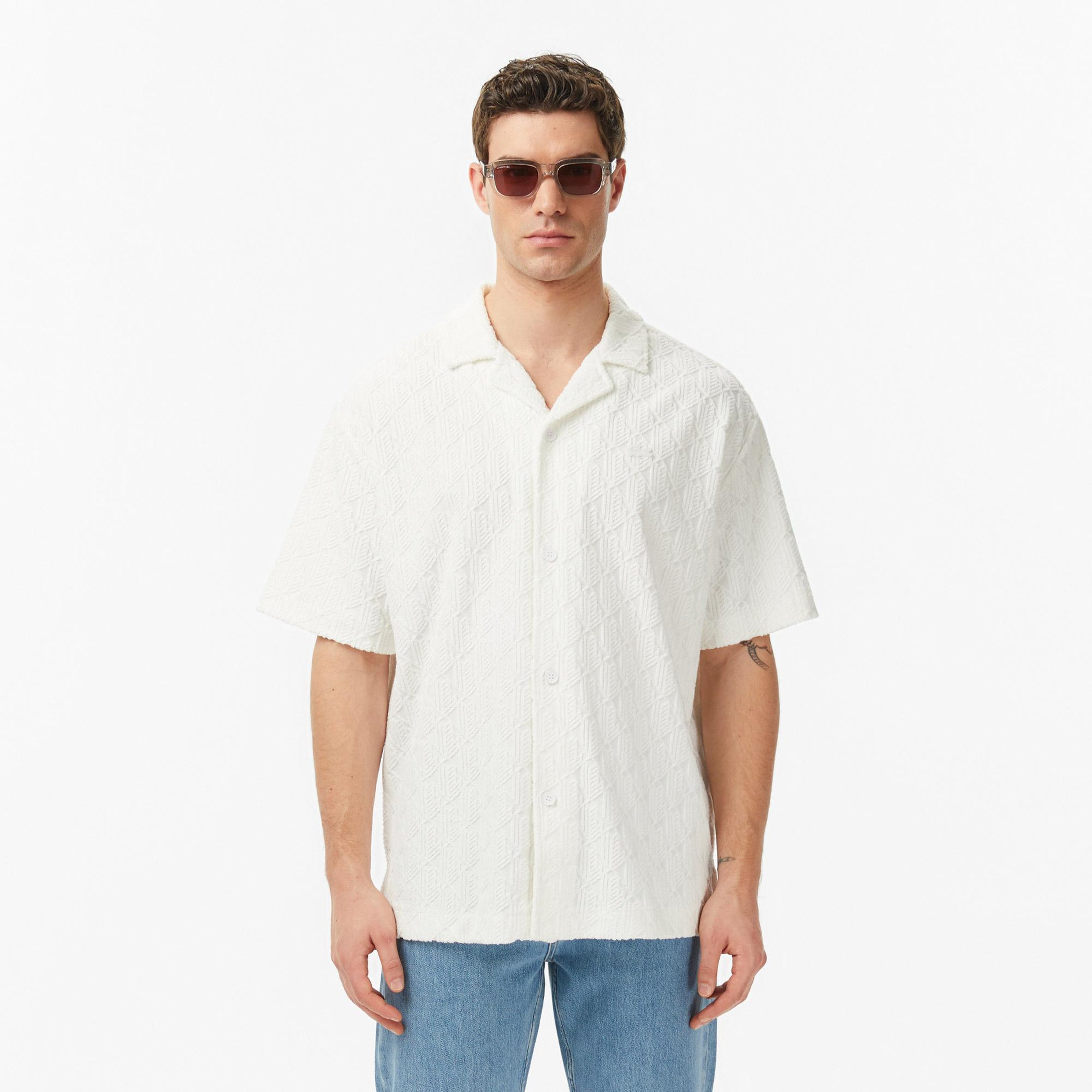 Erkek Relaxed Fit Kısa Kollu Beyaz Gömlek