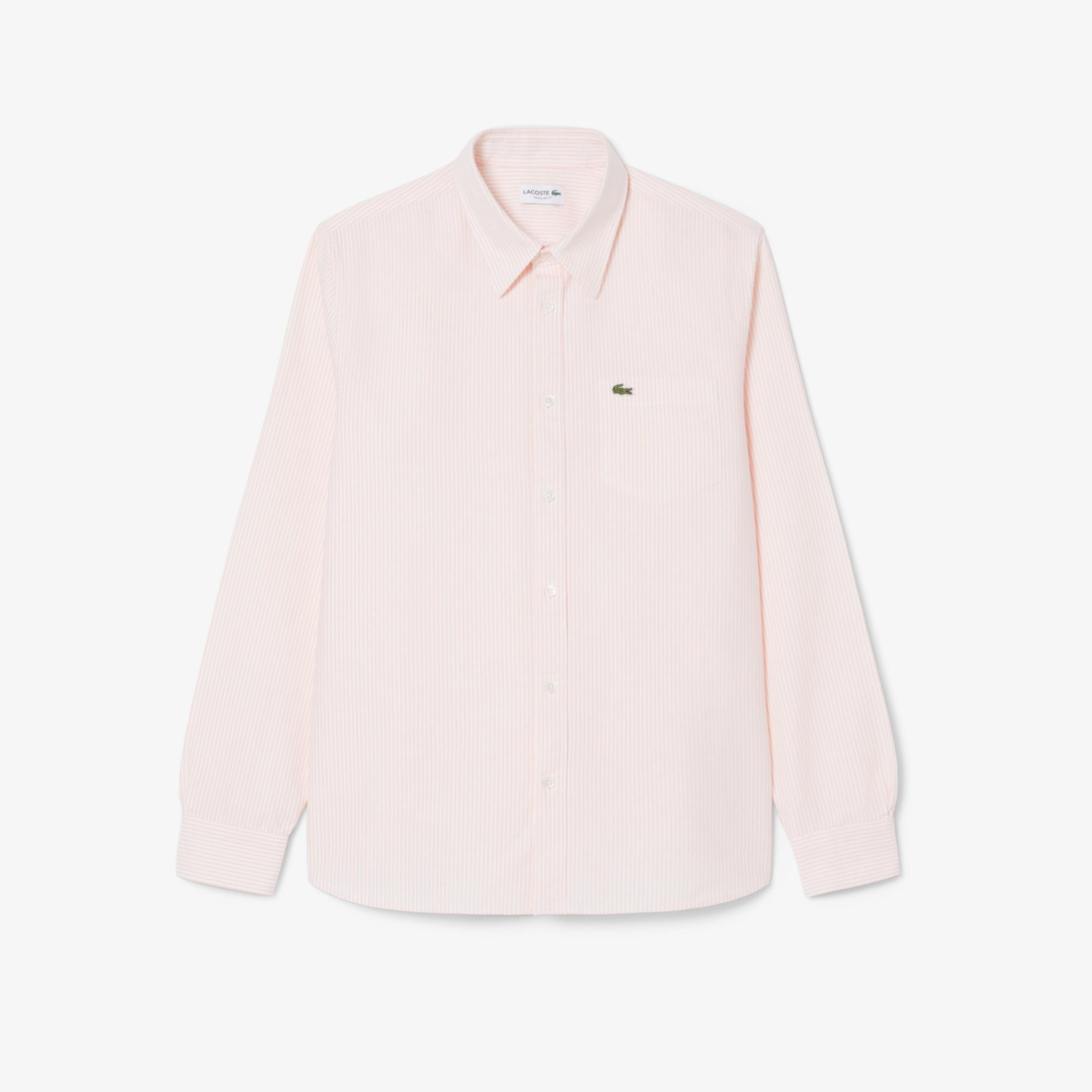 Erkek Regular Fit Çizgili Pembe Gömlek