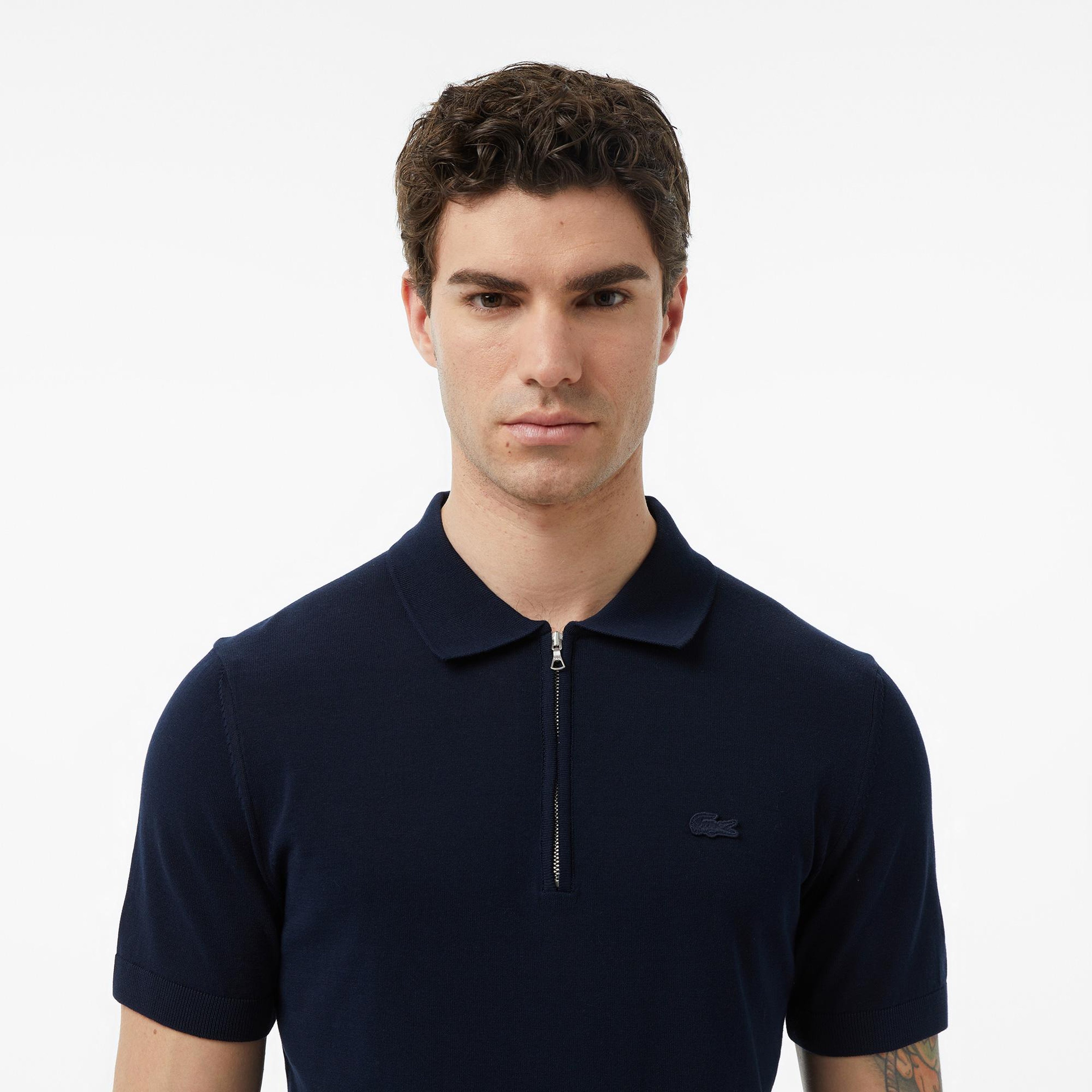 Erkek Classic Fit Kısa Kollu Polo Yaka Lacivert Triko