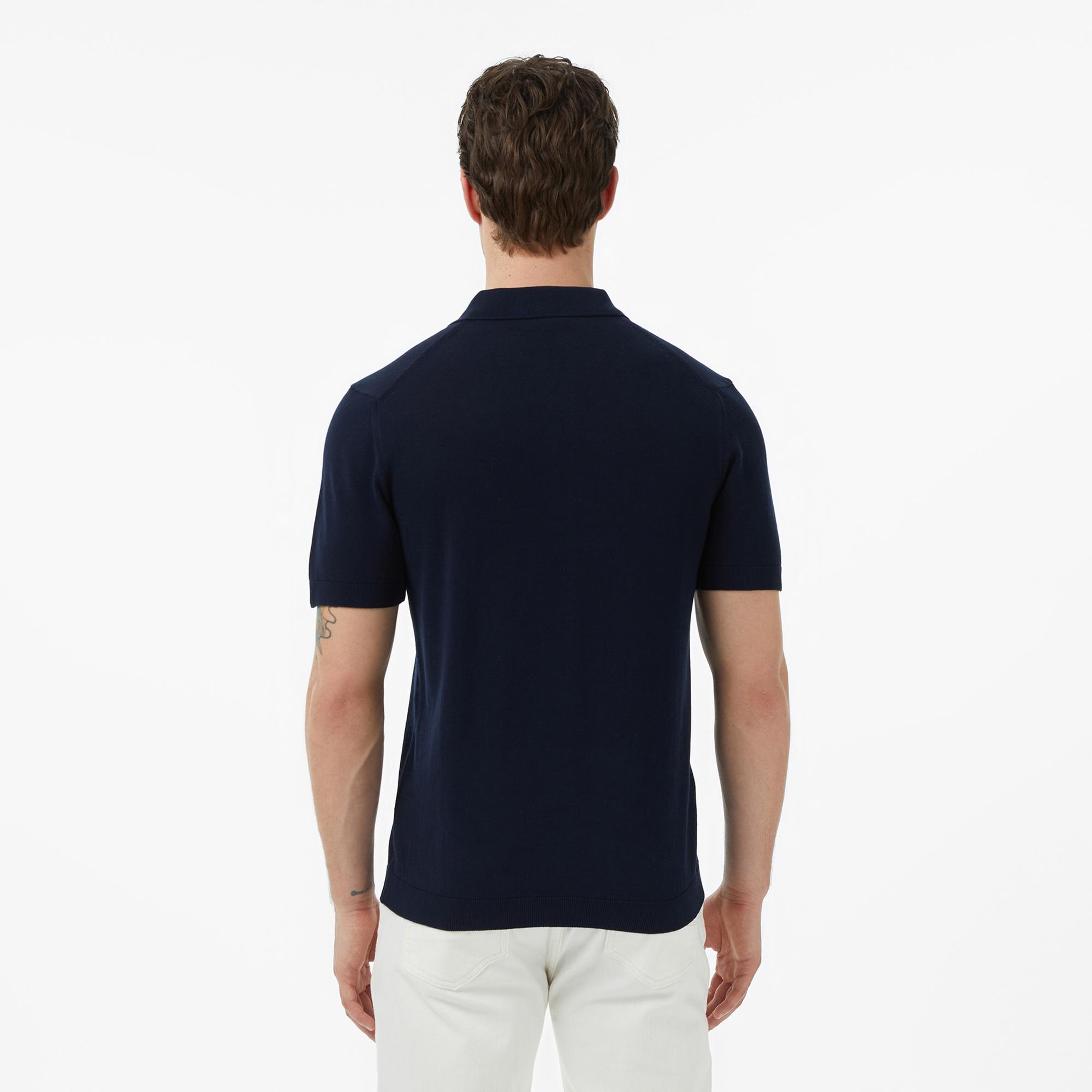 Erkek Classic Fit Kısa Kollu Polo Yaka Lacivert Triko