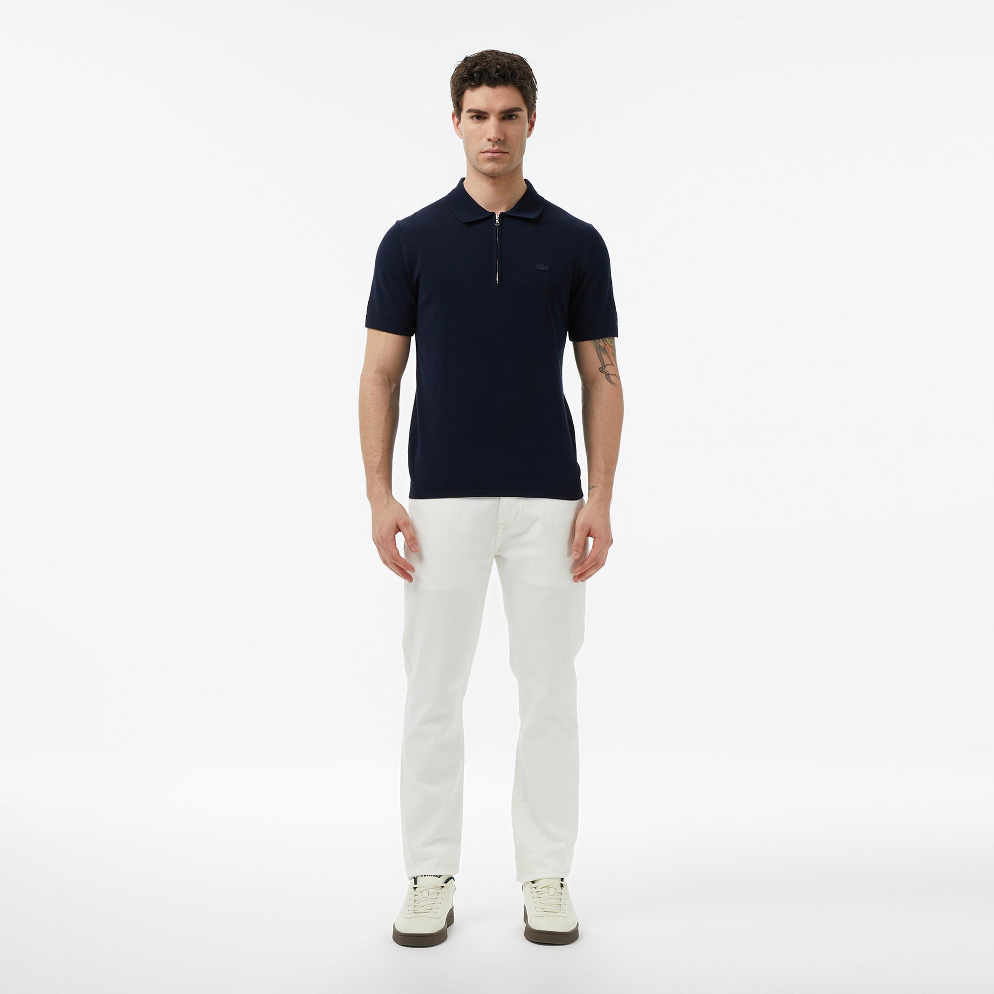 Erkek Classic Fit Kısa Kollu Polo Yaka Lacivert Triko