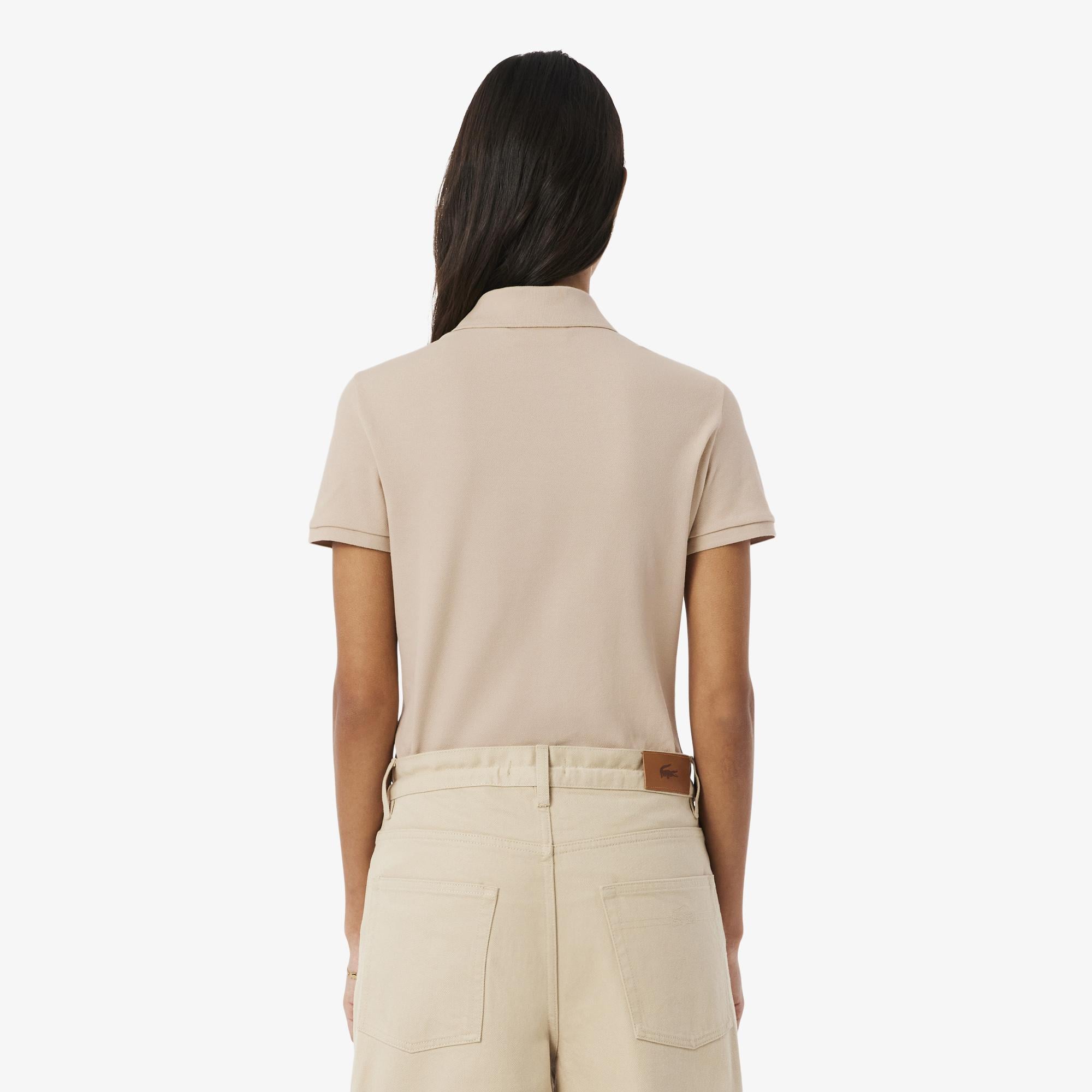 L.12.D Kadın Slim Fit Bej Polo