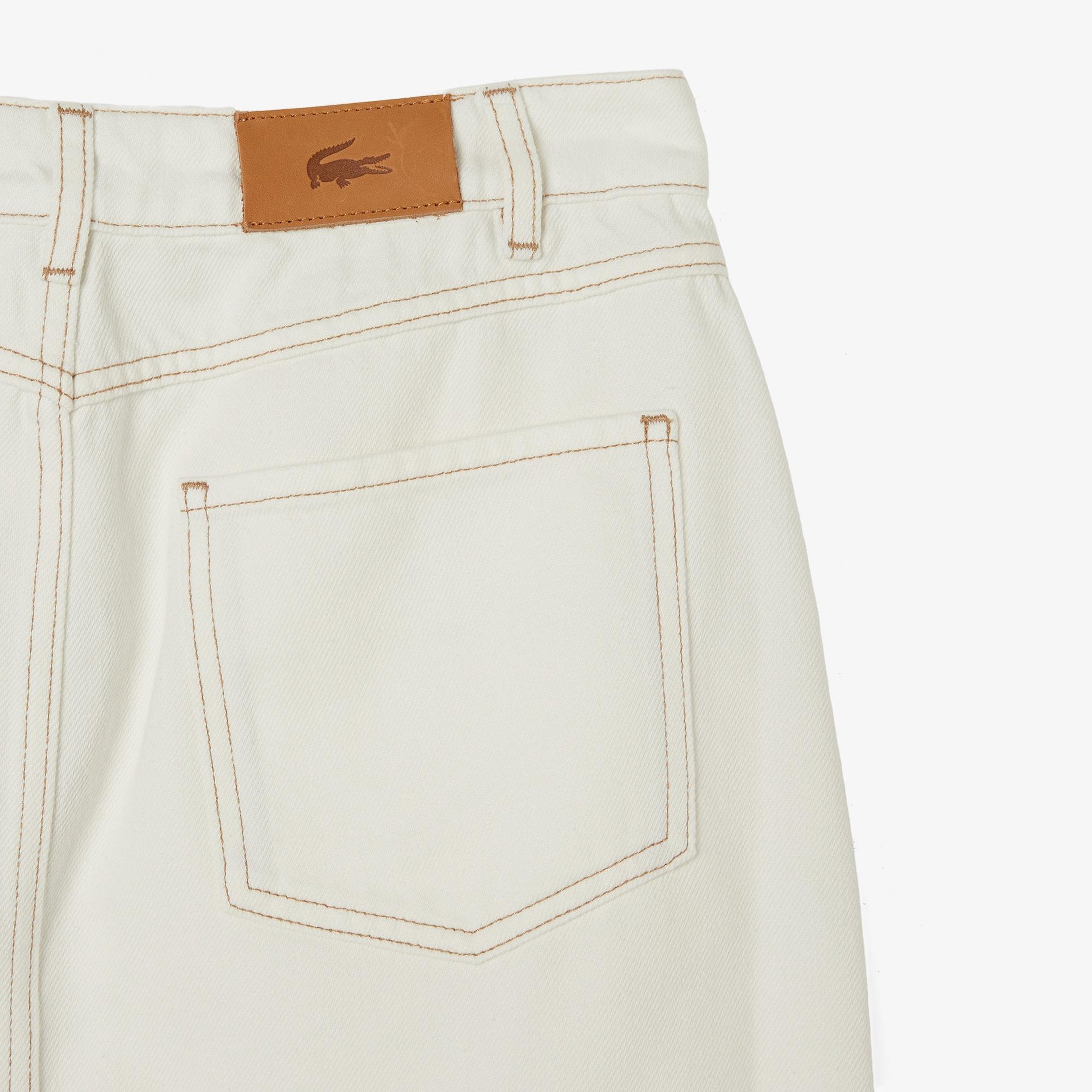Kadın Classic Fit Denim Krem Etek