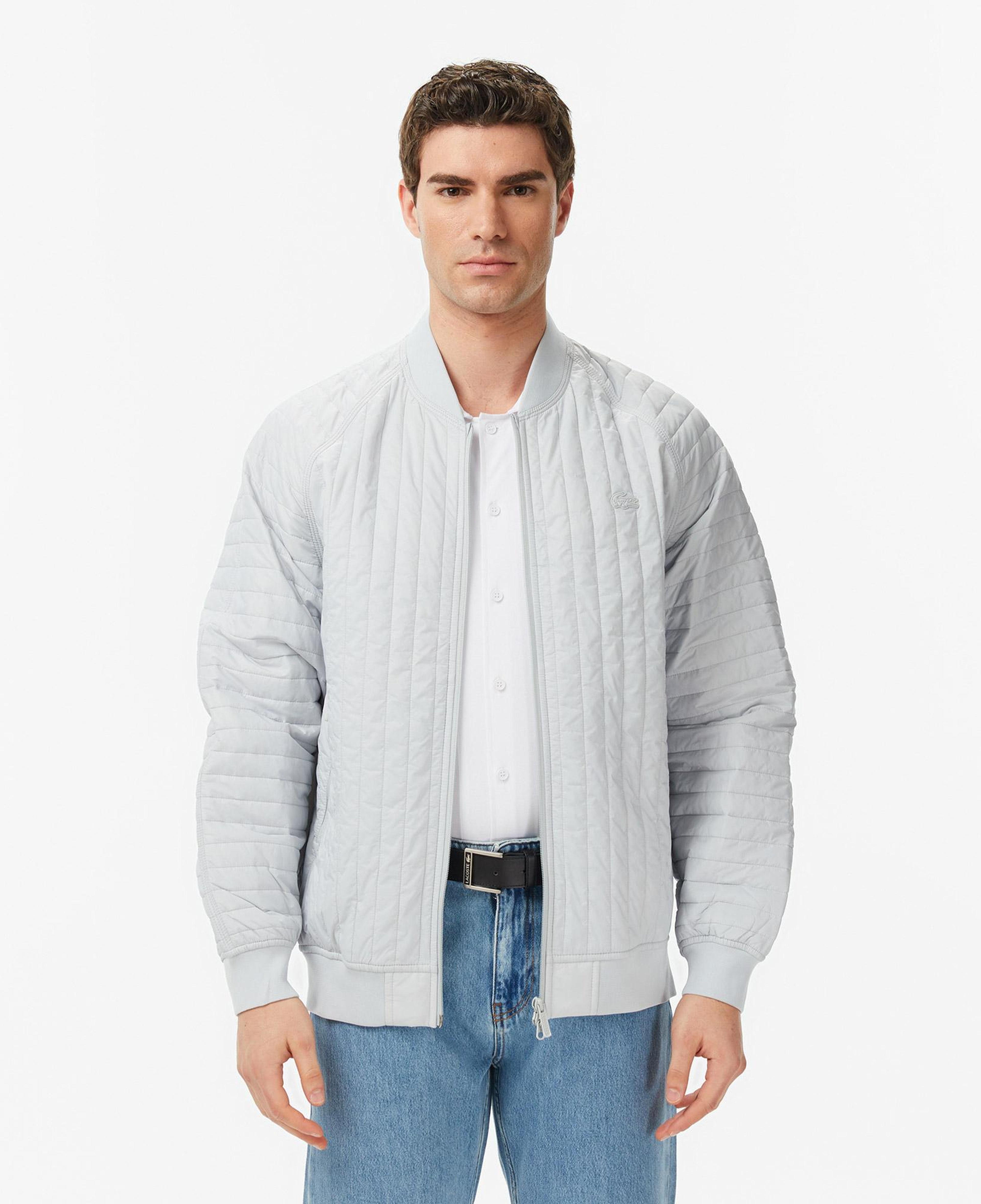 Erkek Relaxed Fit Fermuarlı Gri Bomber Ceket