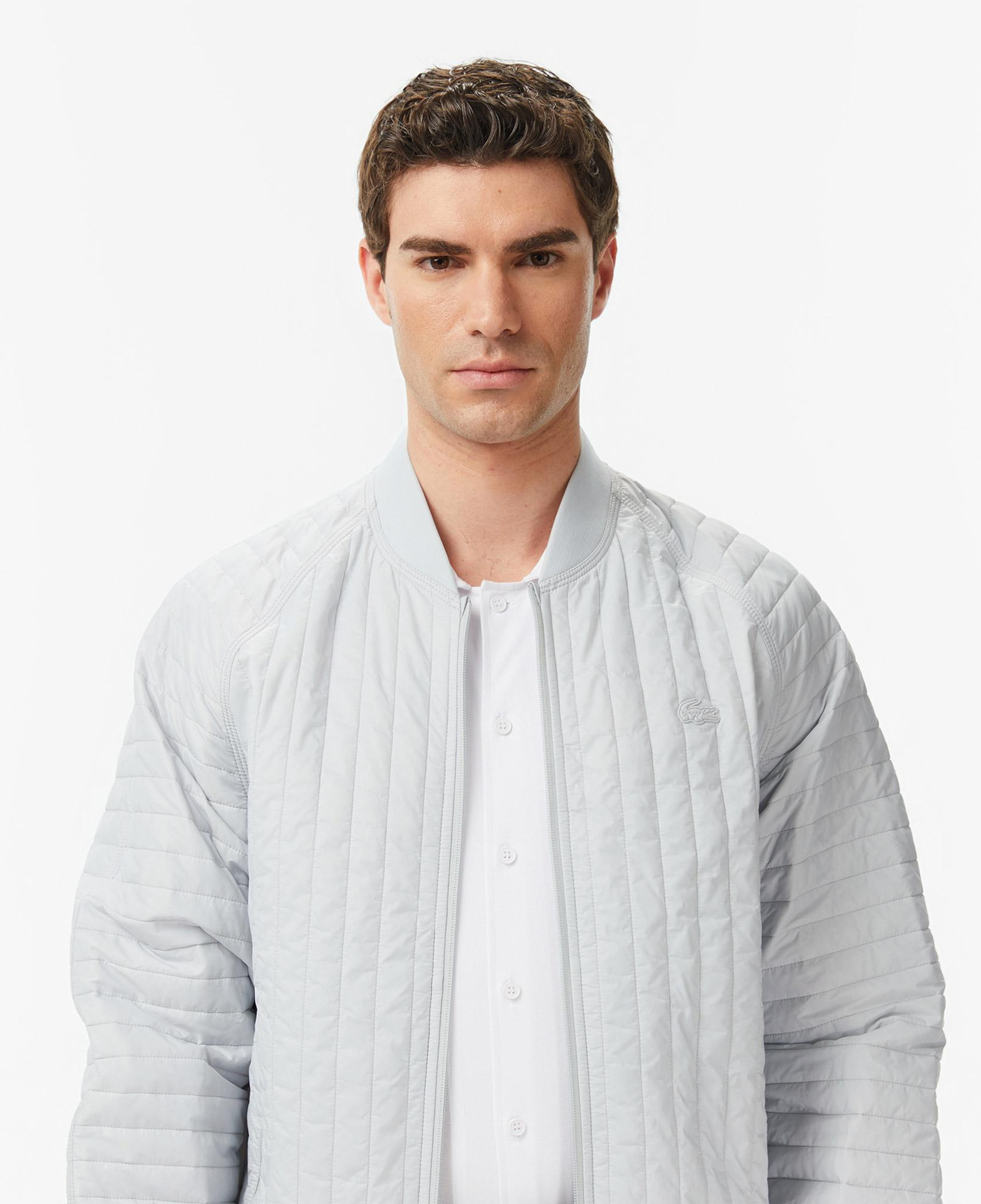 Erkek Relaxed Fit Fermuarlı Gri Bomber Ceket
