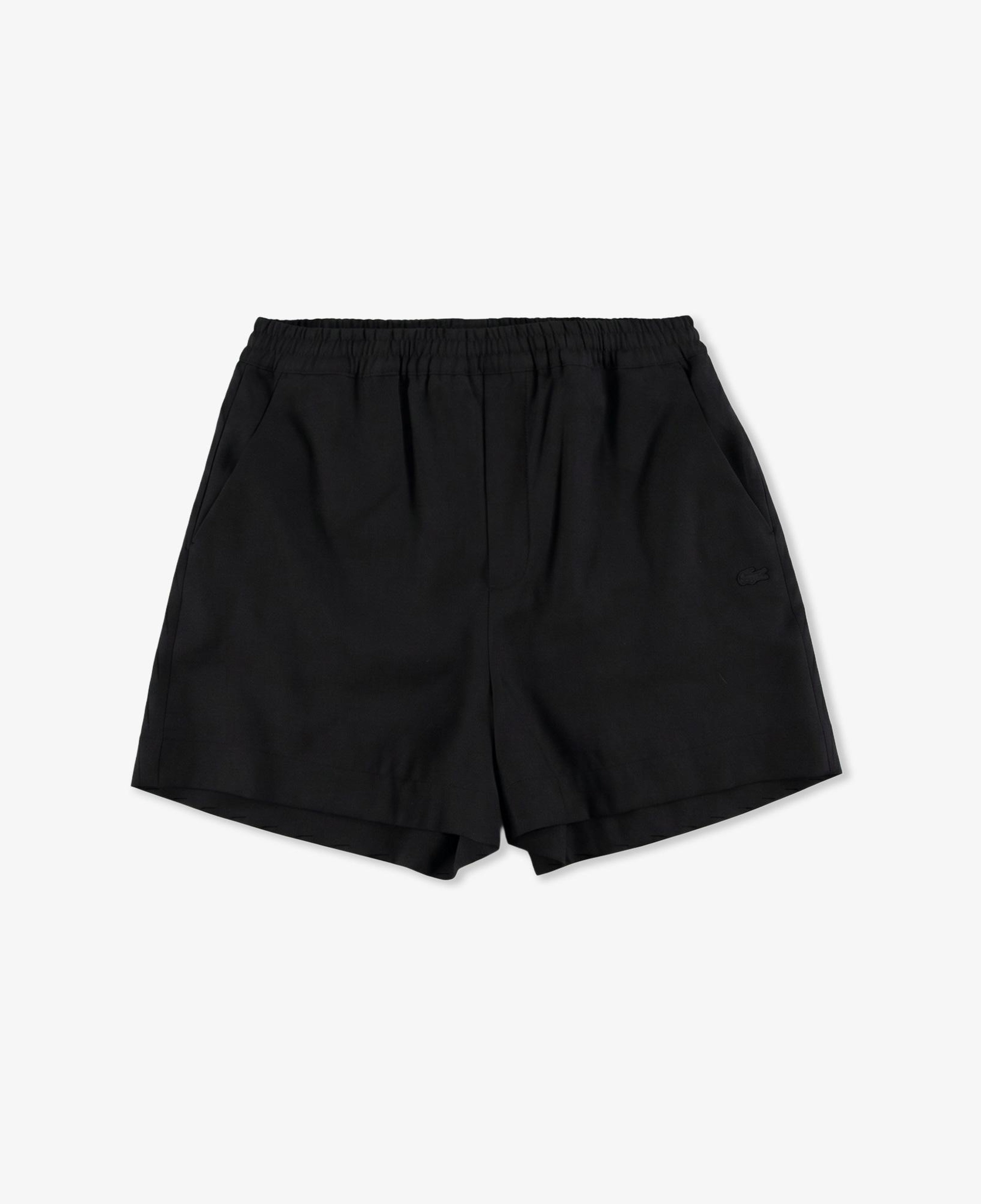 Kadın Relaxed Fit Keten Siyah Bermuda Şort