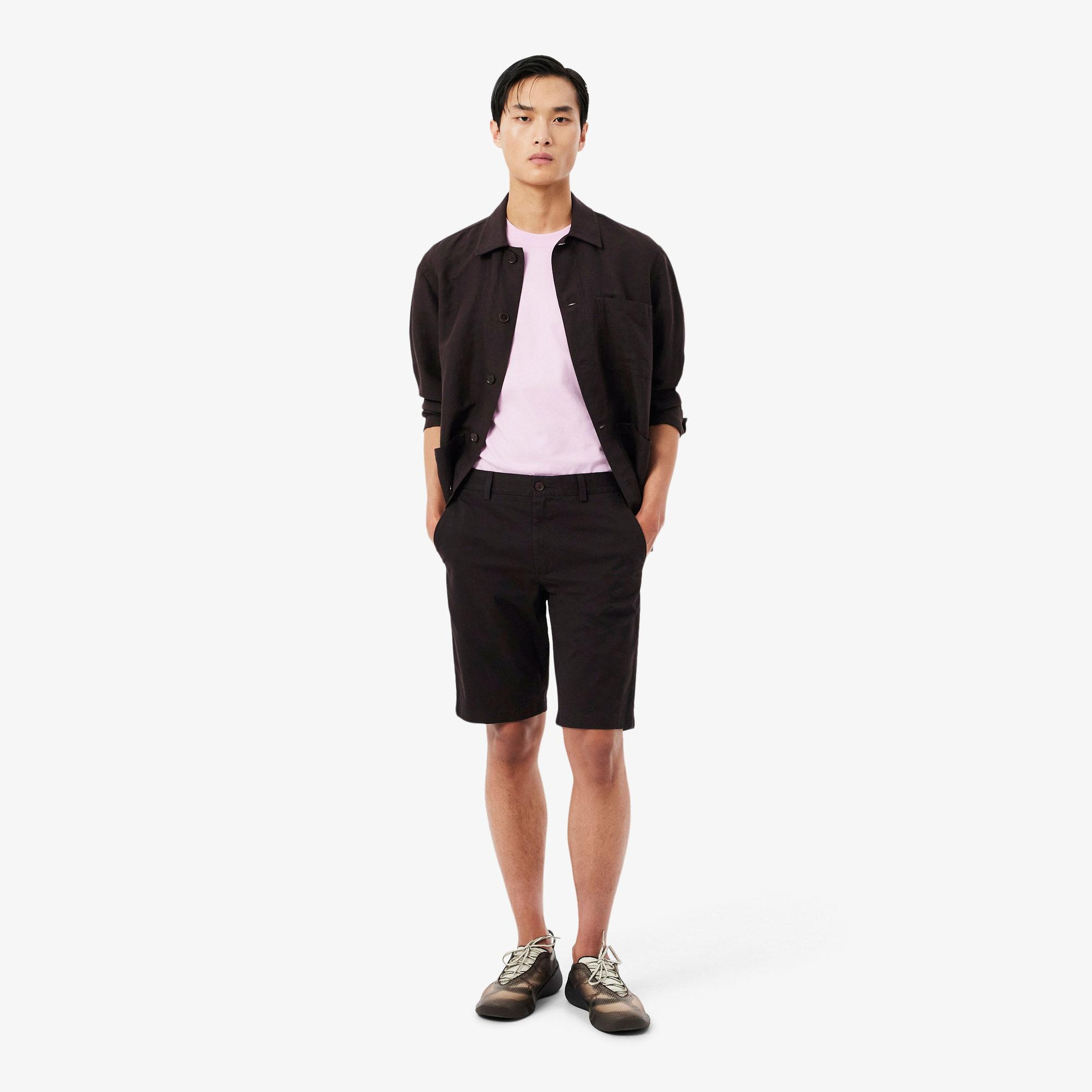 Erkek Slim Fit Koyu Kahverengi Bermuda Şort