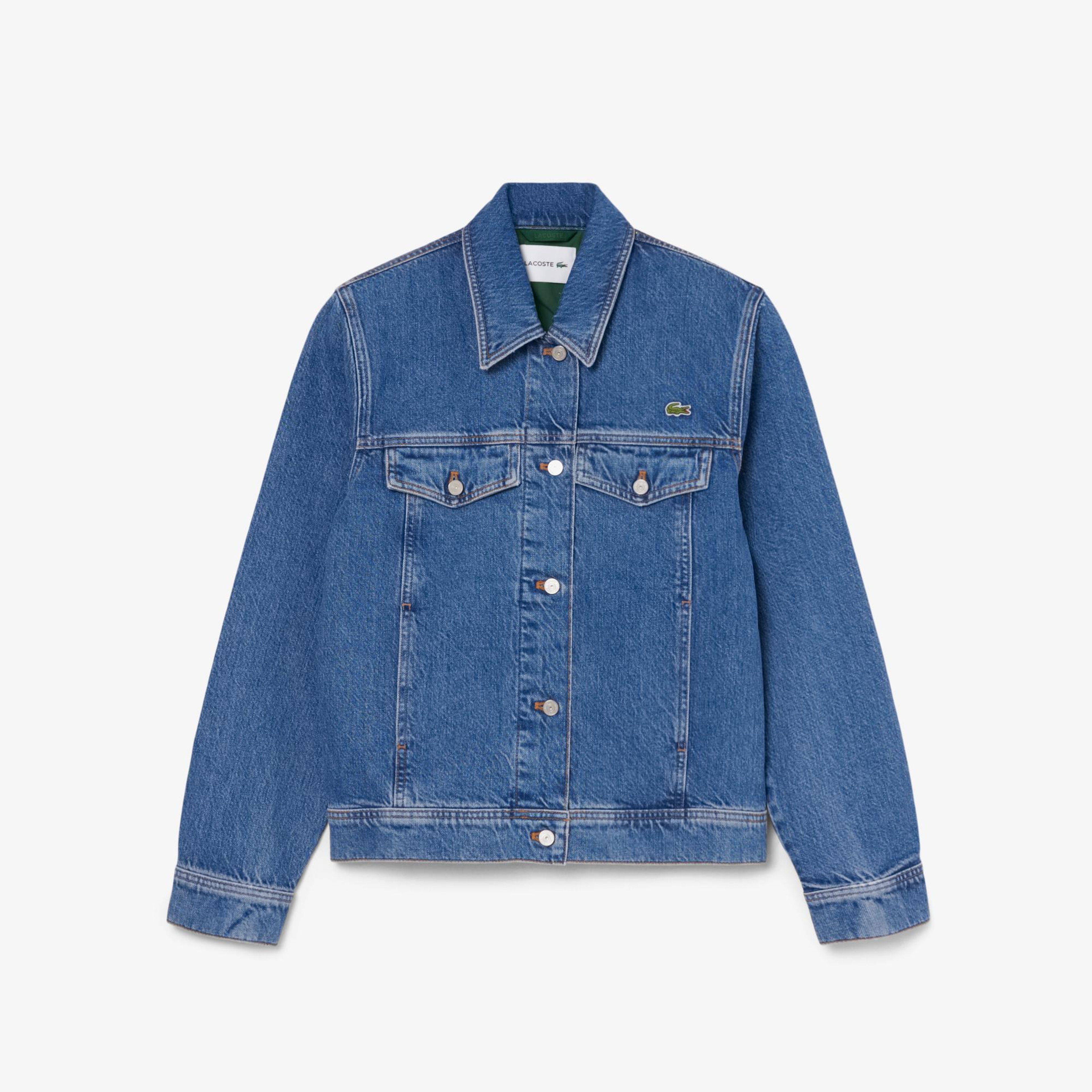 Kadın Uzun Kollu Denim Mavi Ceket
