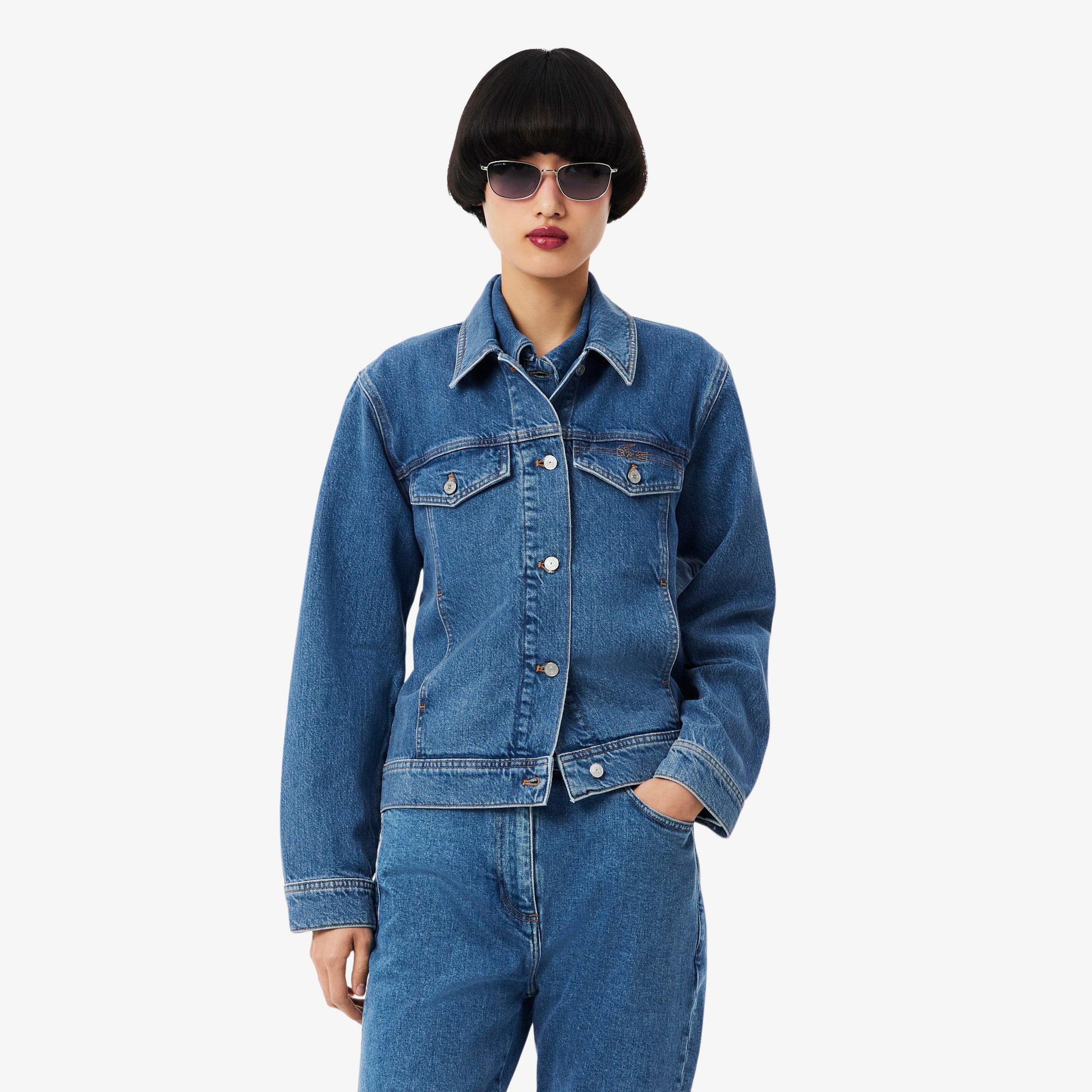 Kadın Uzun Kollu Denim Mavi Ceket