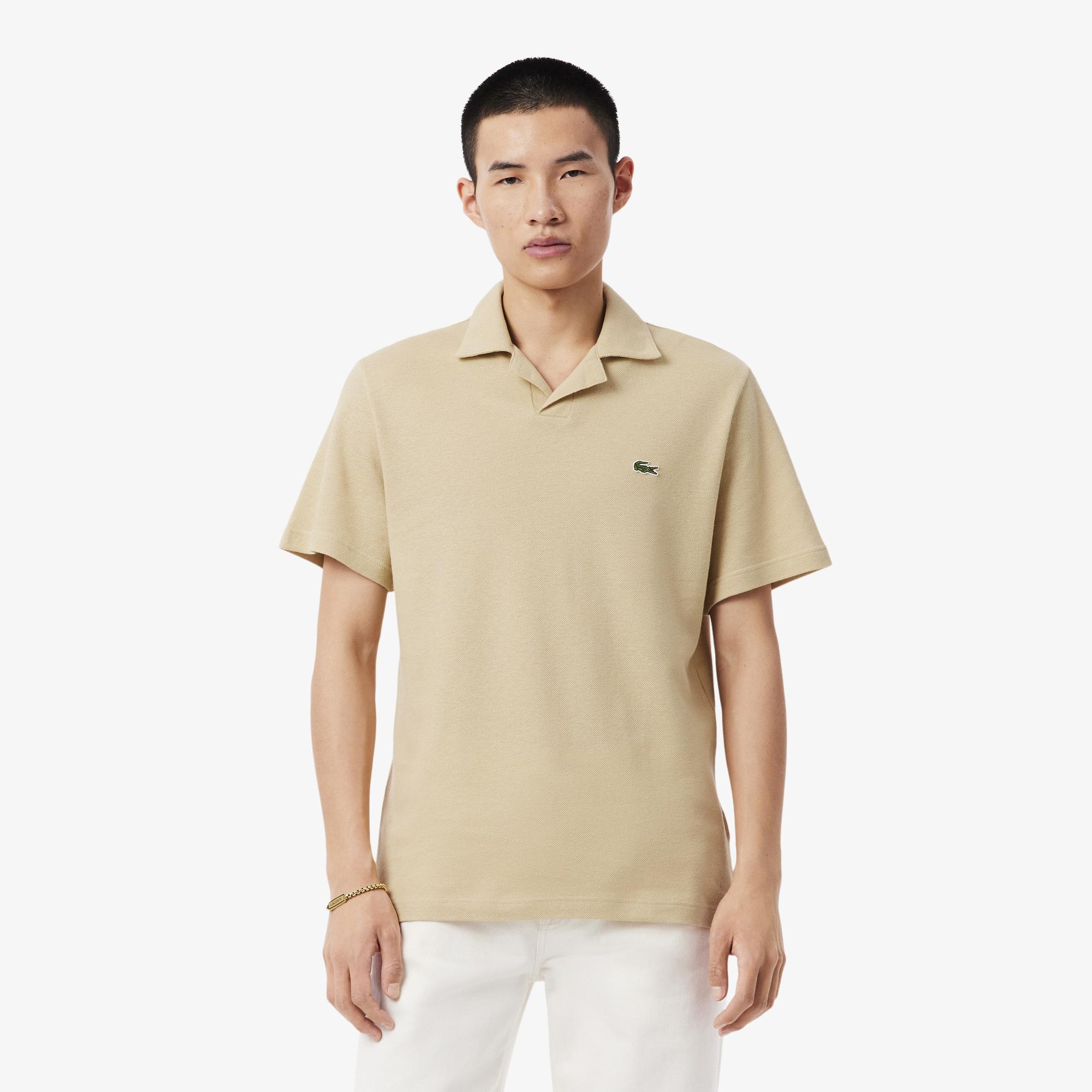 Erkek Classic Fit Keten Bej Polo