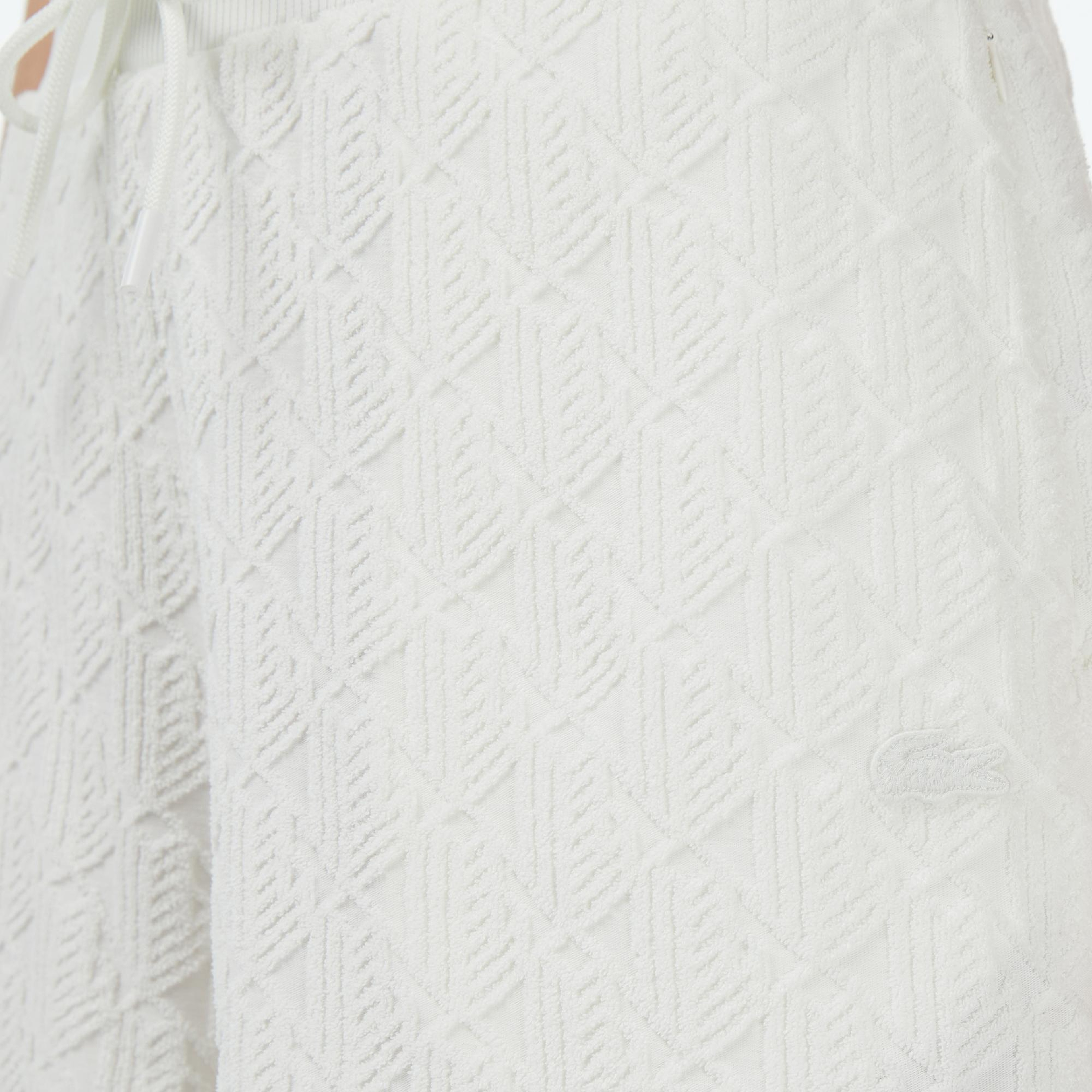 Kadın Relaxed Fit Monogram Beyaz Şort
