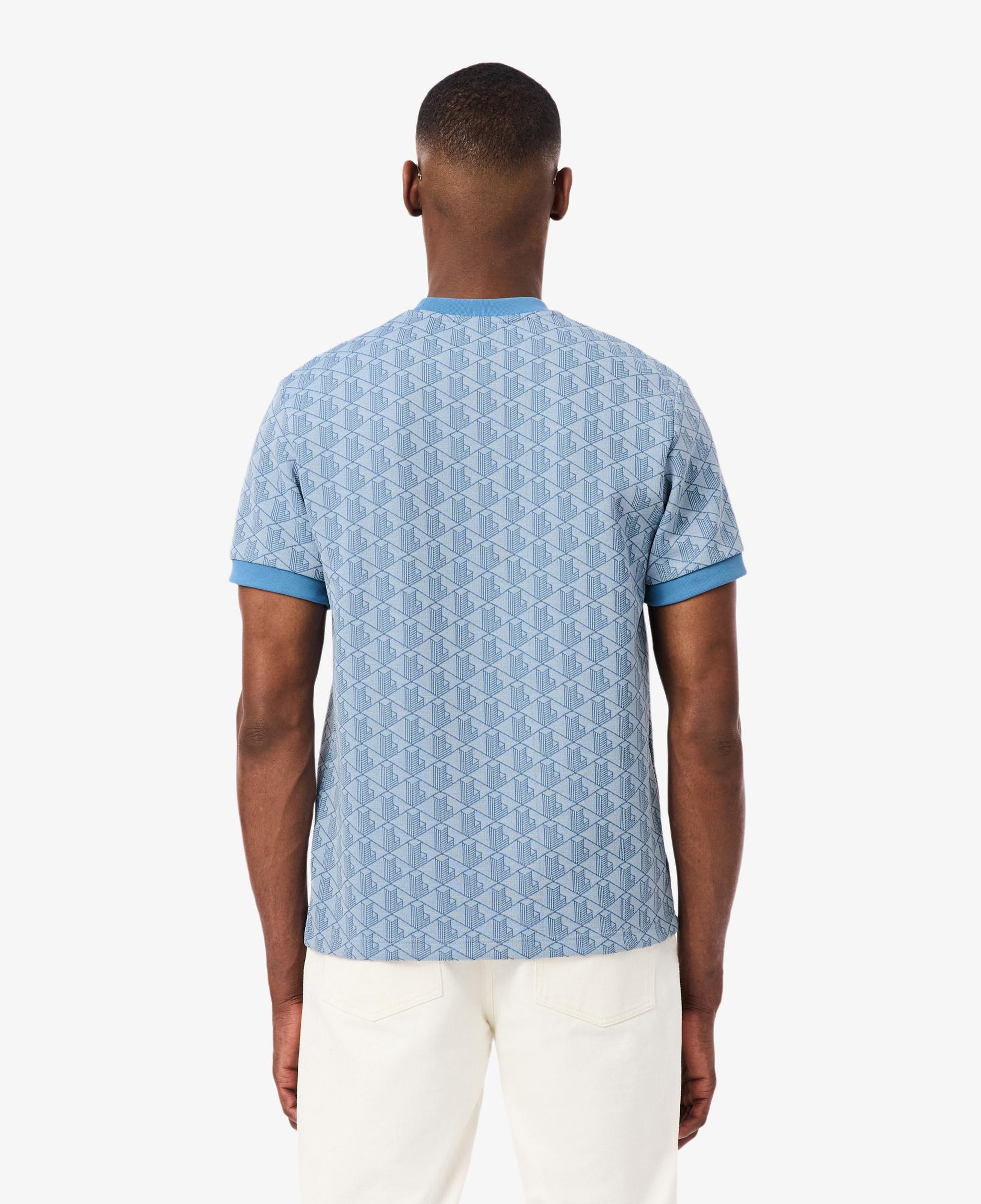 Erkek Classic Fit Bisiklet Yaka Monogram Mavi T-Shirt