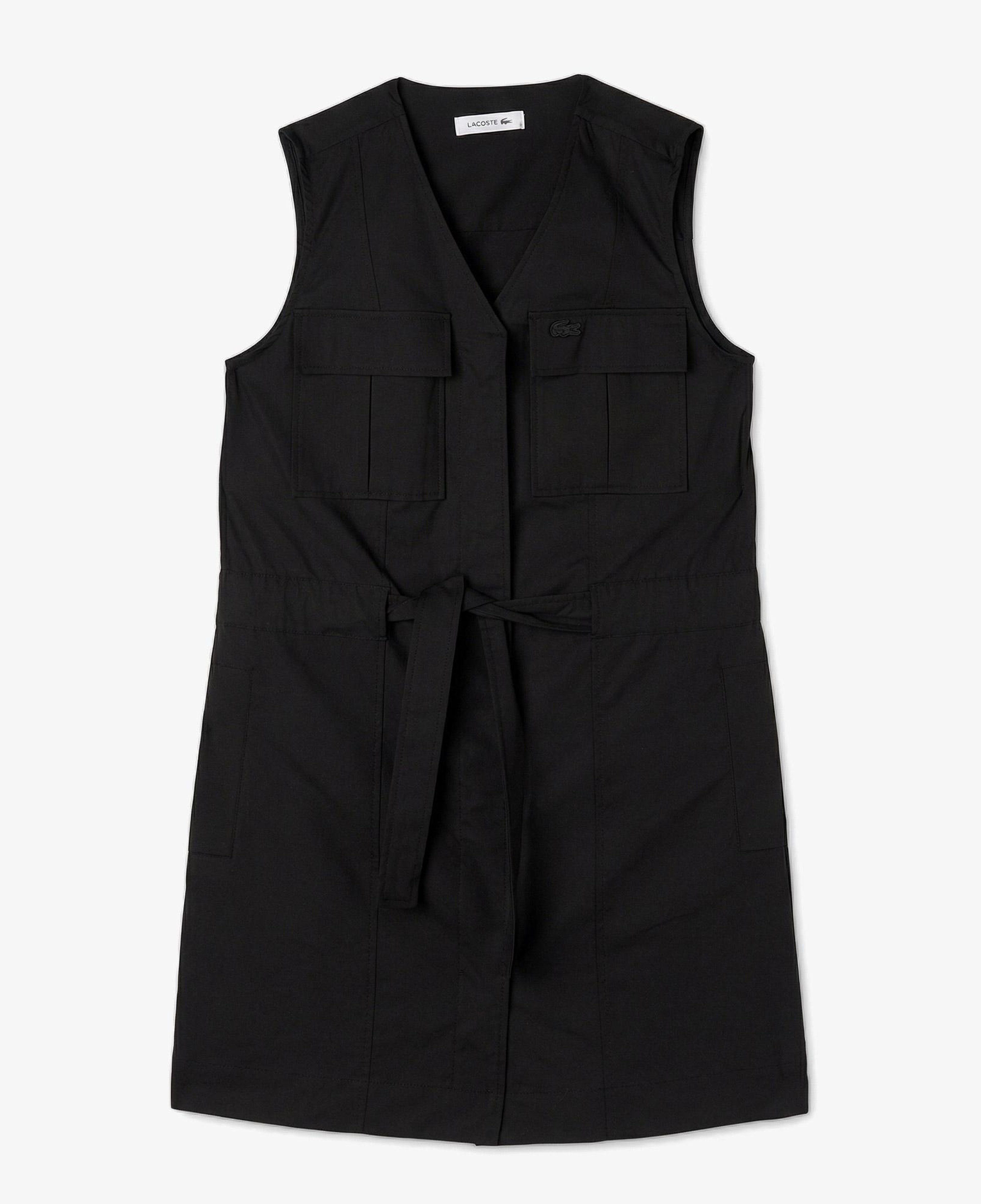 Kadın Classic Fit Kolsuz V Yaka Siyah Elbise