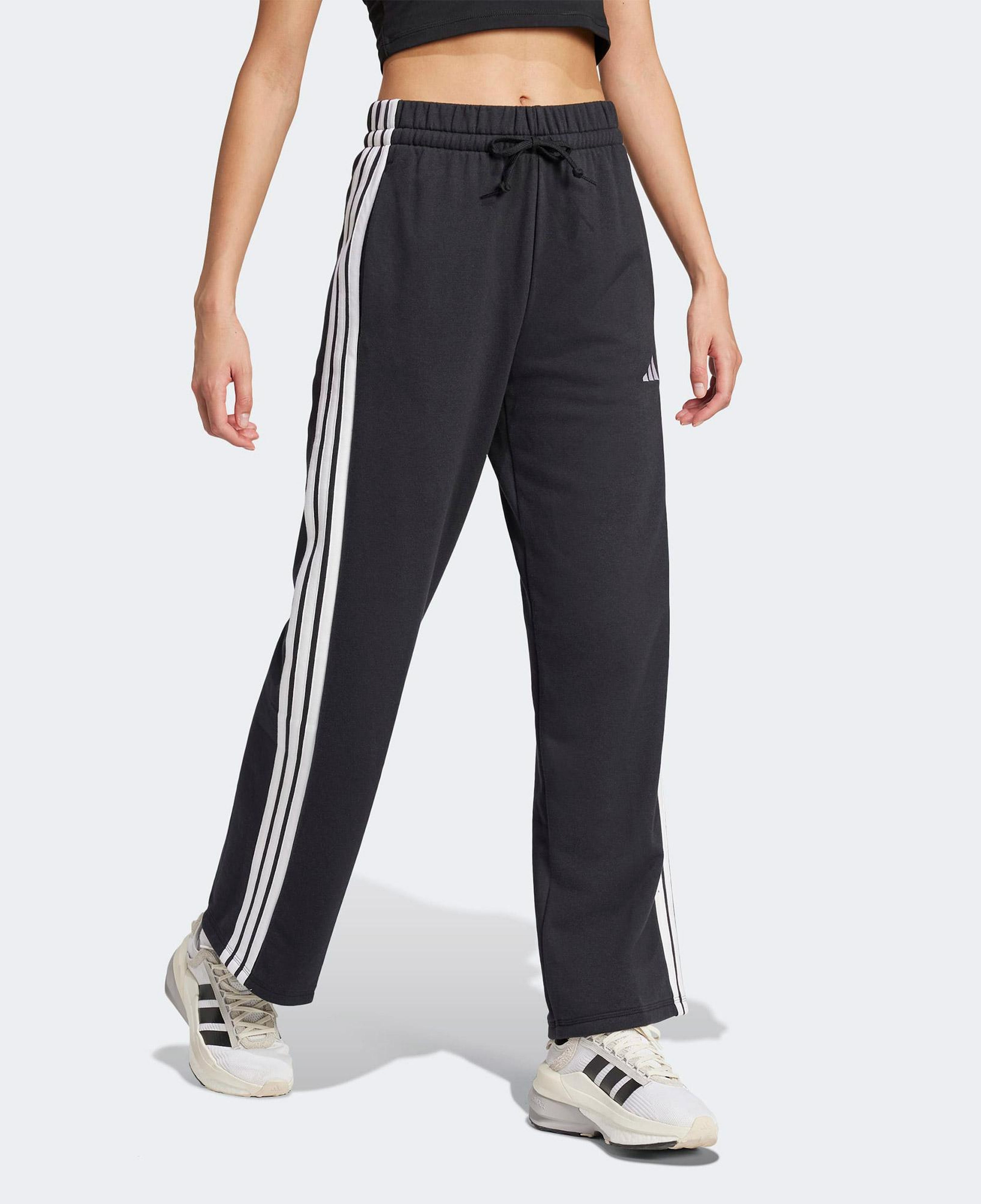 adidas Essentials 3 Stripes Open Hem French Terry Kadın Siyah Eşofman Altı