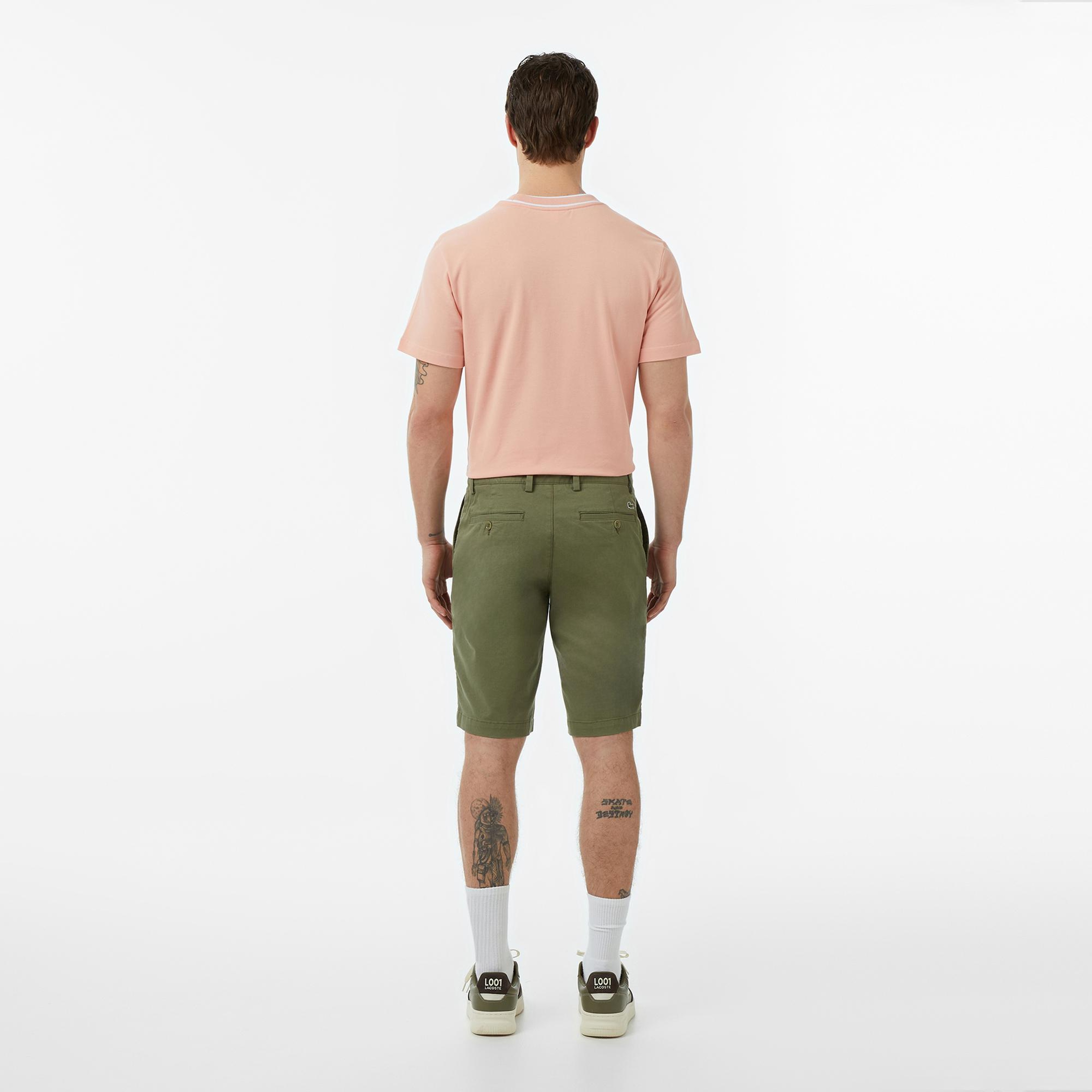 Erkek Slim Fit Haki Bermuda Şort