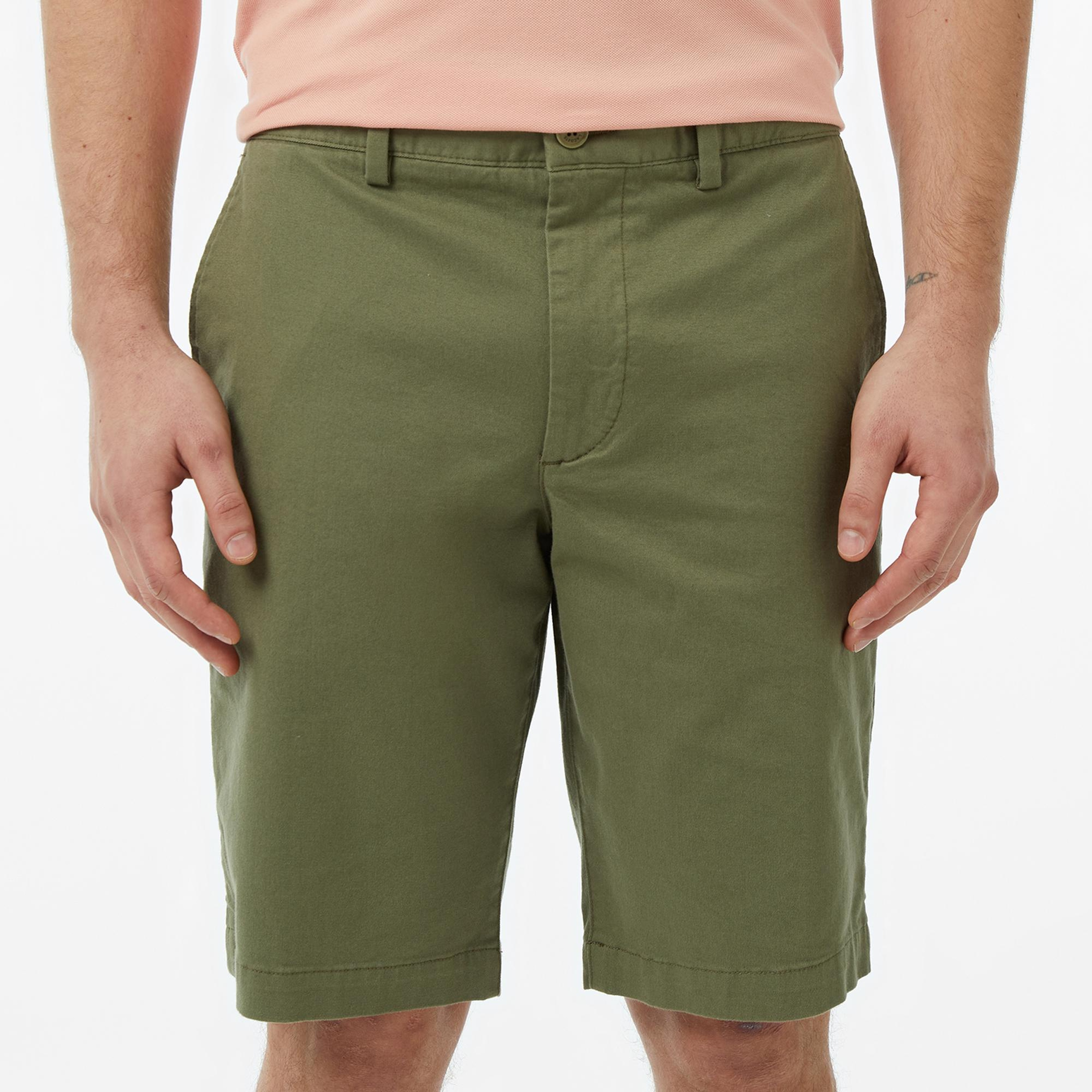 Erkek Slim Fit Haki Bermuda Şort