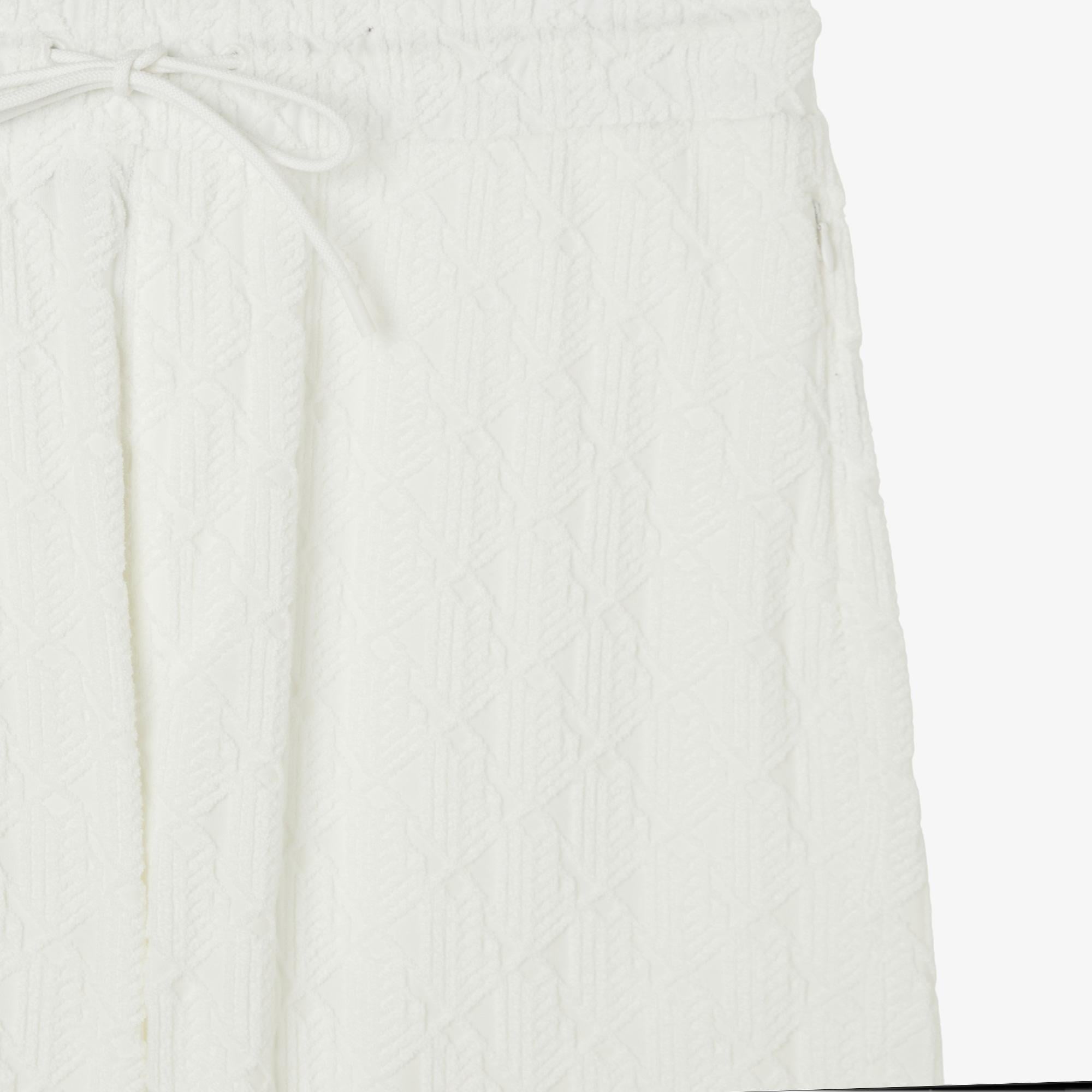Erkek Relaxed Fit Monogram Beyaz Bermuda Şort