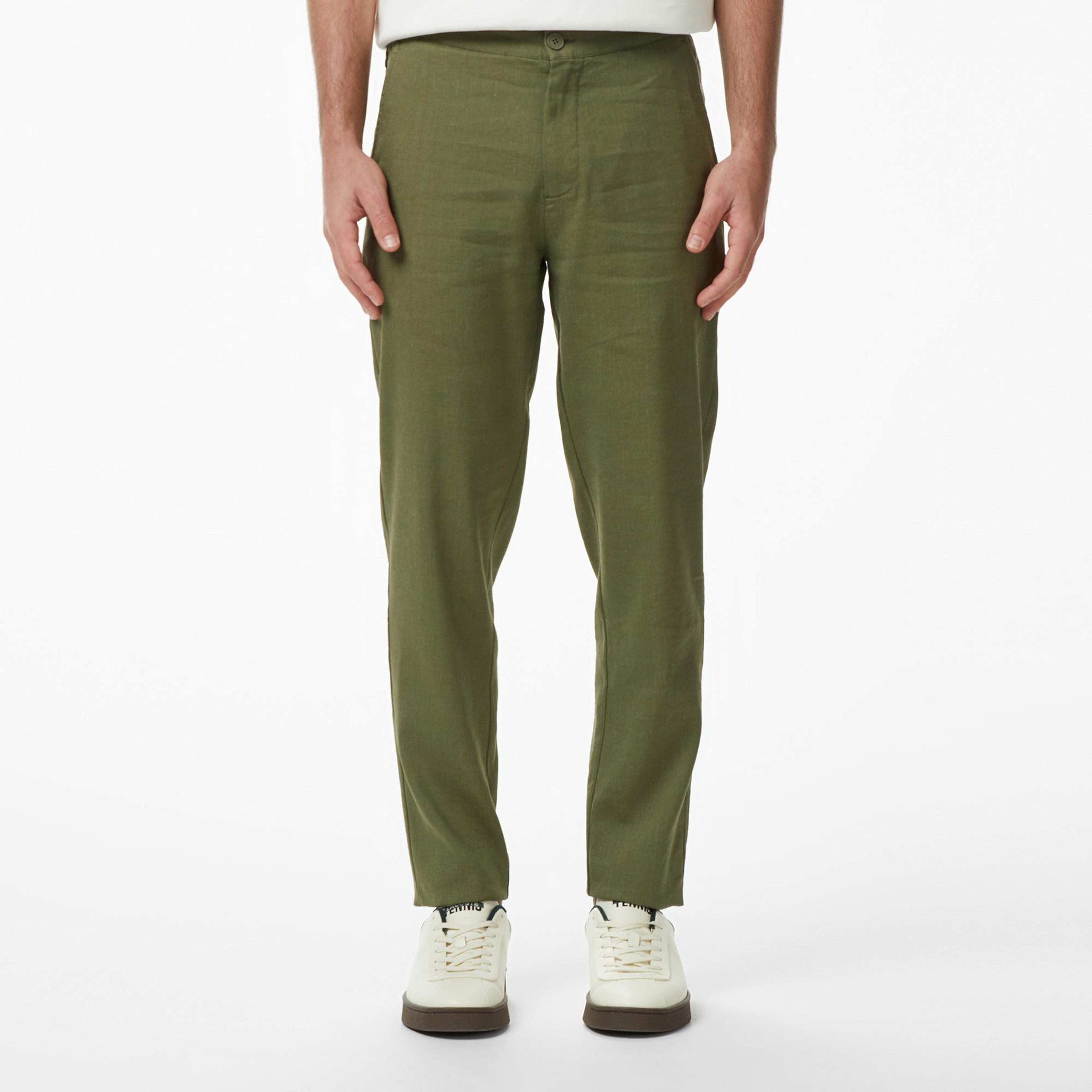 Erkek Tapered Fit Haki Chino Pantolon